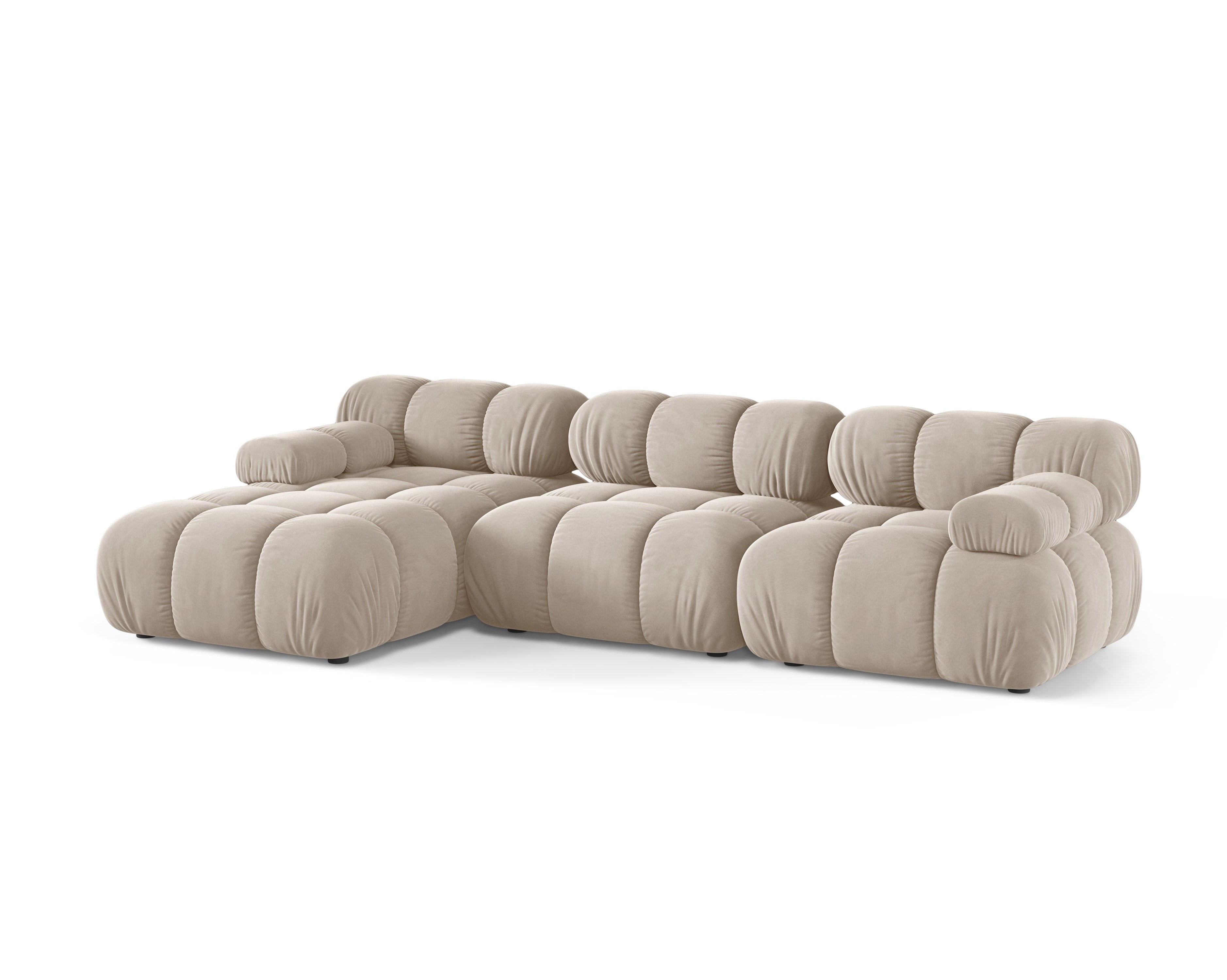 Velvet 3-Seater Left-Facing Sofa BELLIS in Beige