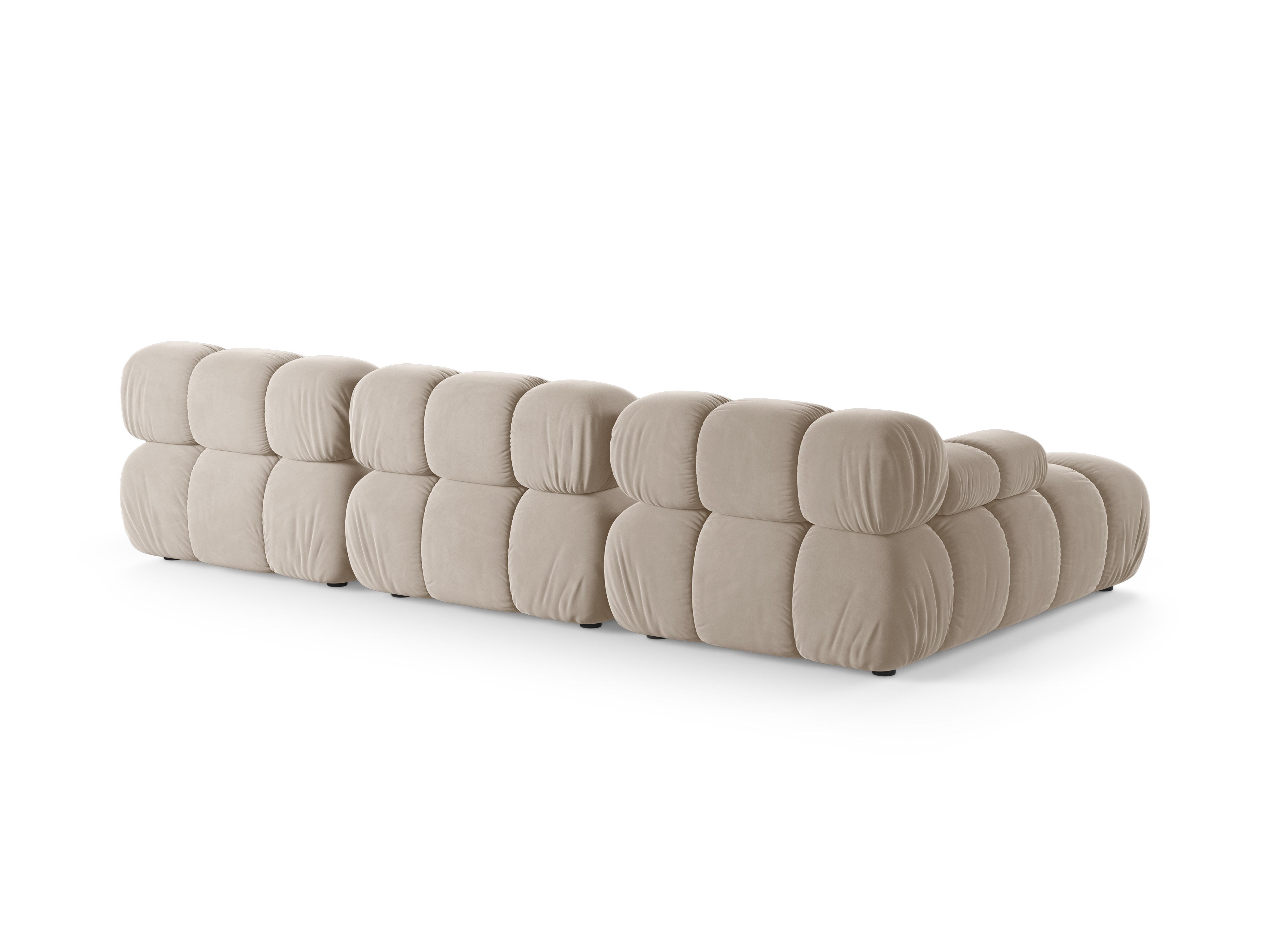 Velvet 3-Seater Left-Facing Sofa BELLIS in Beige
