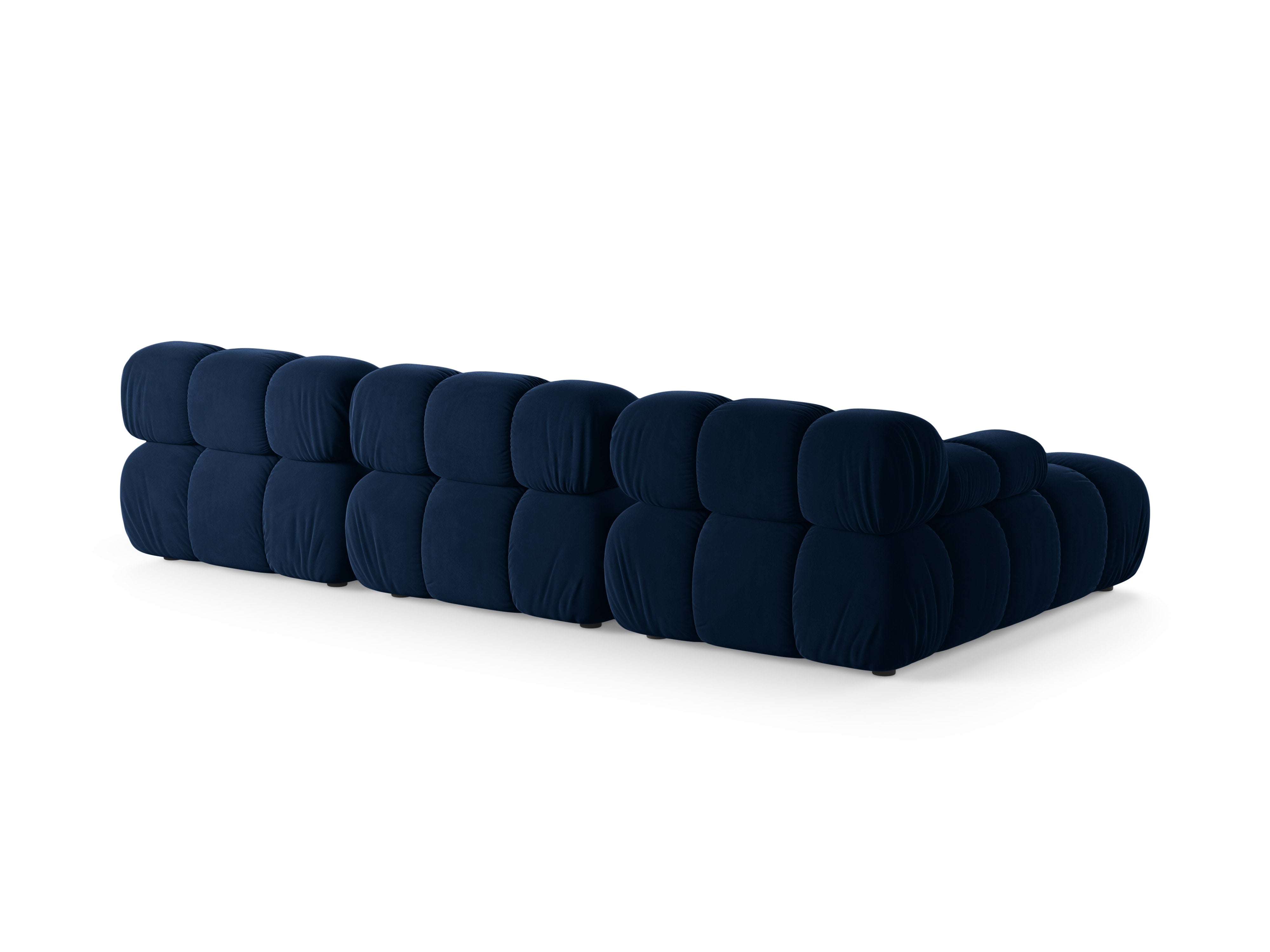 Velvet corner sofa for three people, left-facing, BELLIS in royal blue.