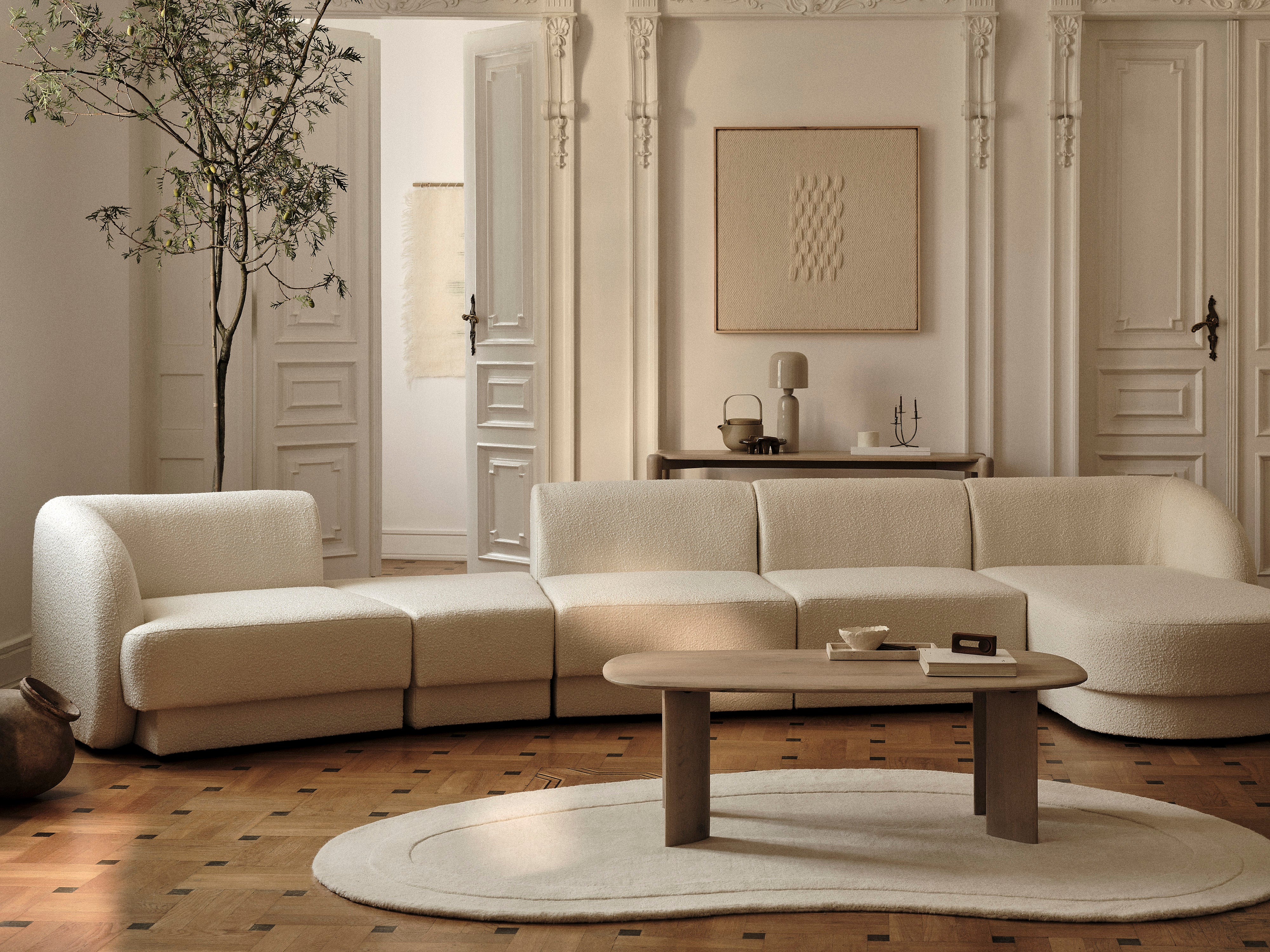 Modulares Ecksofa linksseitig für 7 Personen MILEY graues Chenille