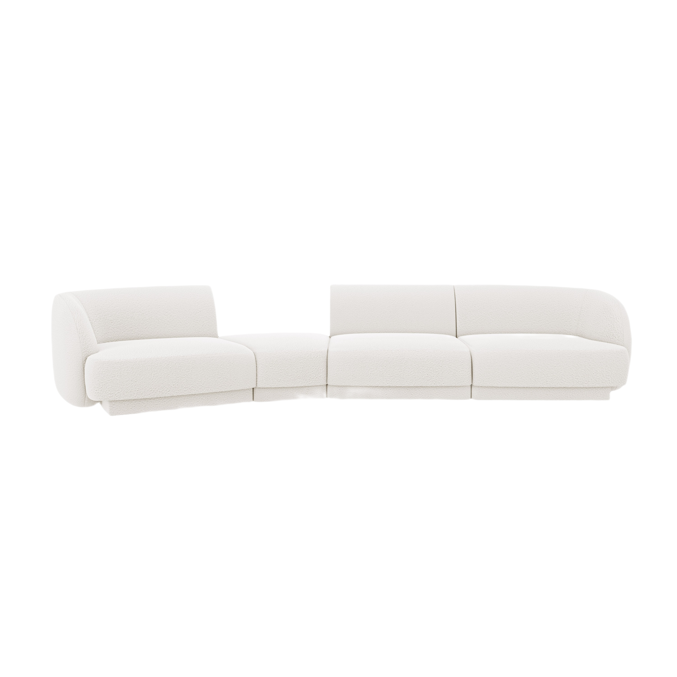Left-facing modular sofa for 6 people MILEY white boucle