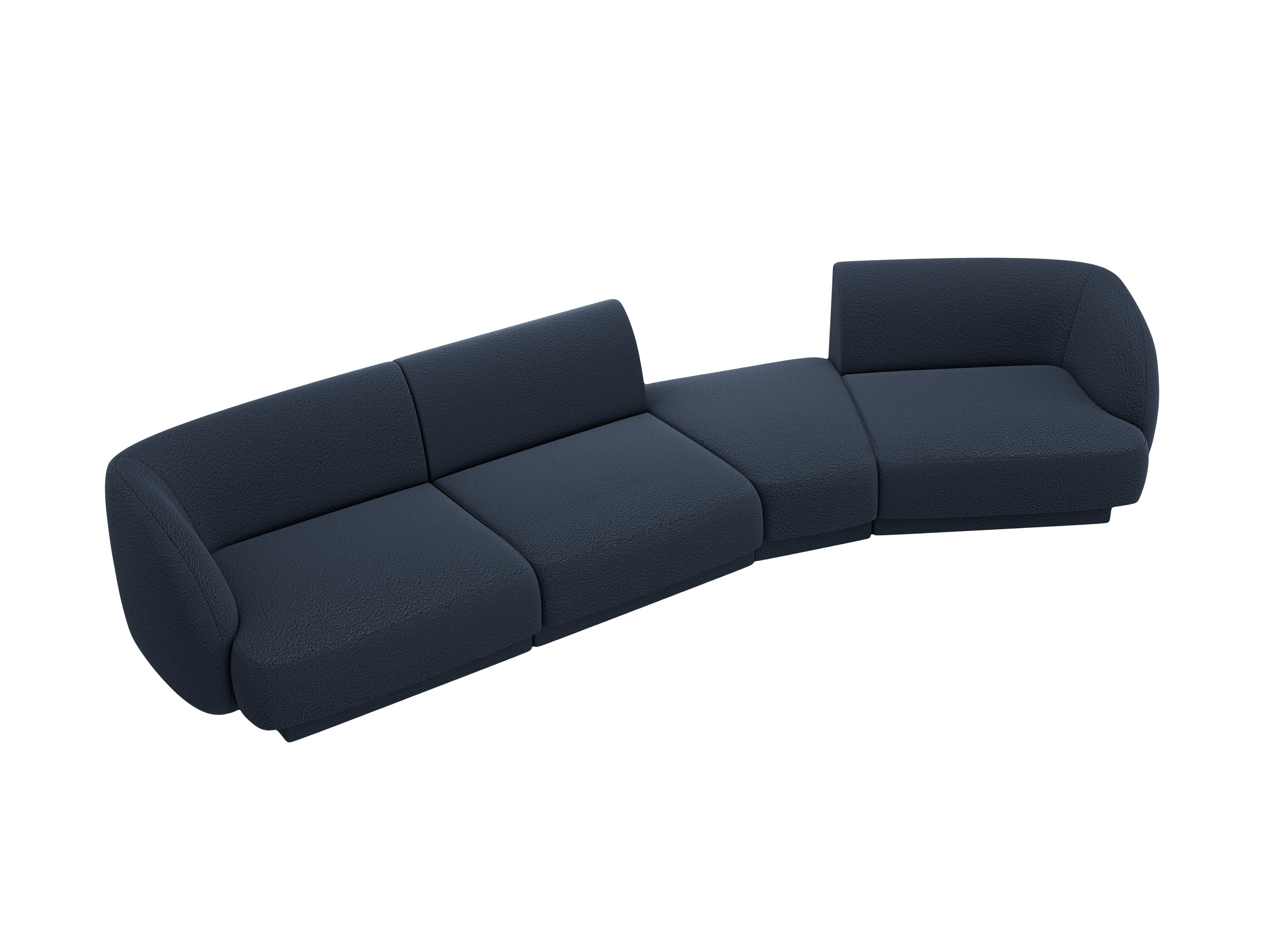 Modular Sofa rechtsseitig für 6 Personen MILEY dunkelblau Boucle