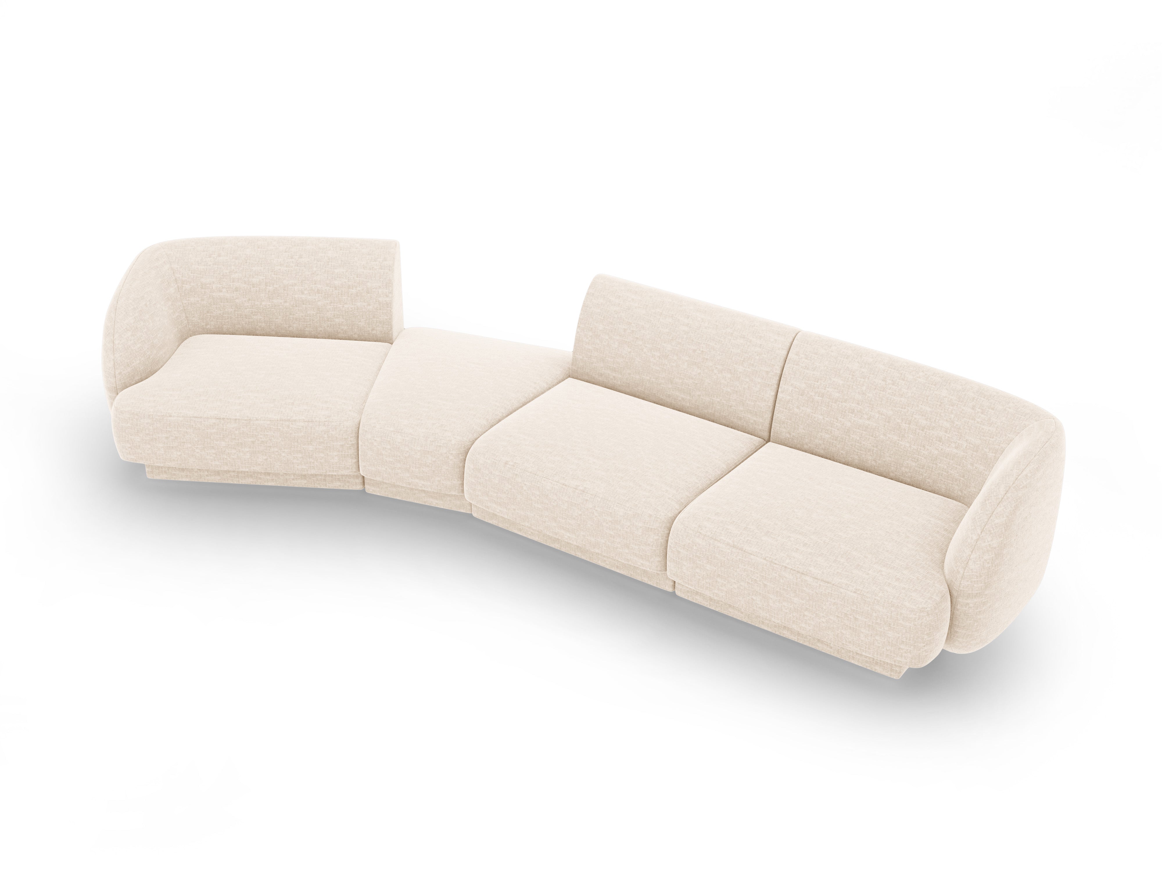 Left-facing modular sofa for 6 people MILEY light beige silky chenille
