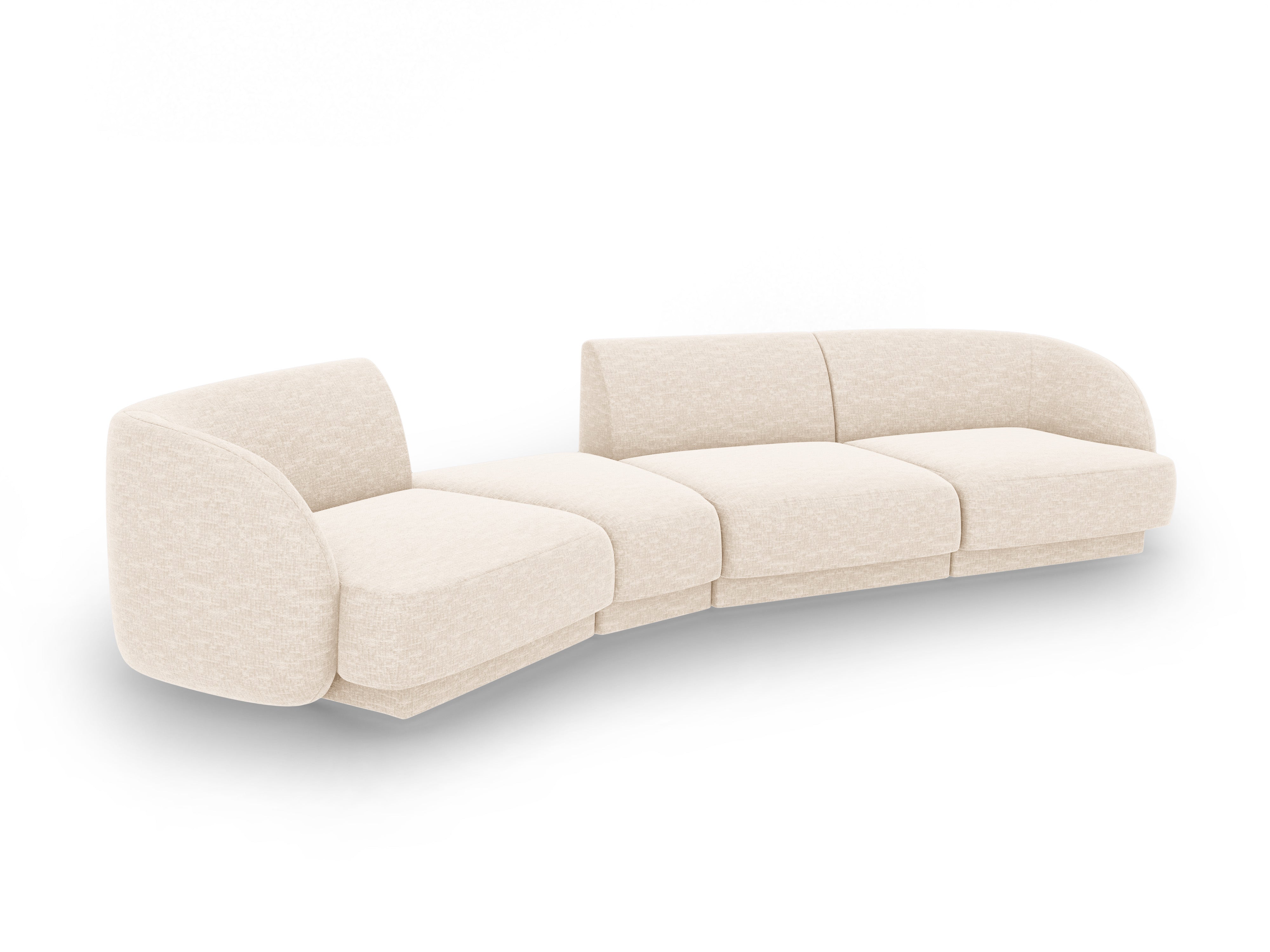 Left-facing modular sofa for 6 people MILEY light beige silky chenille