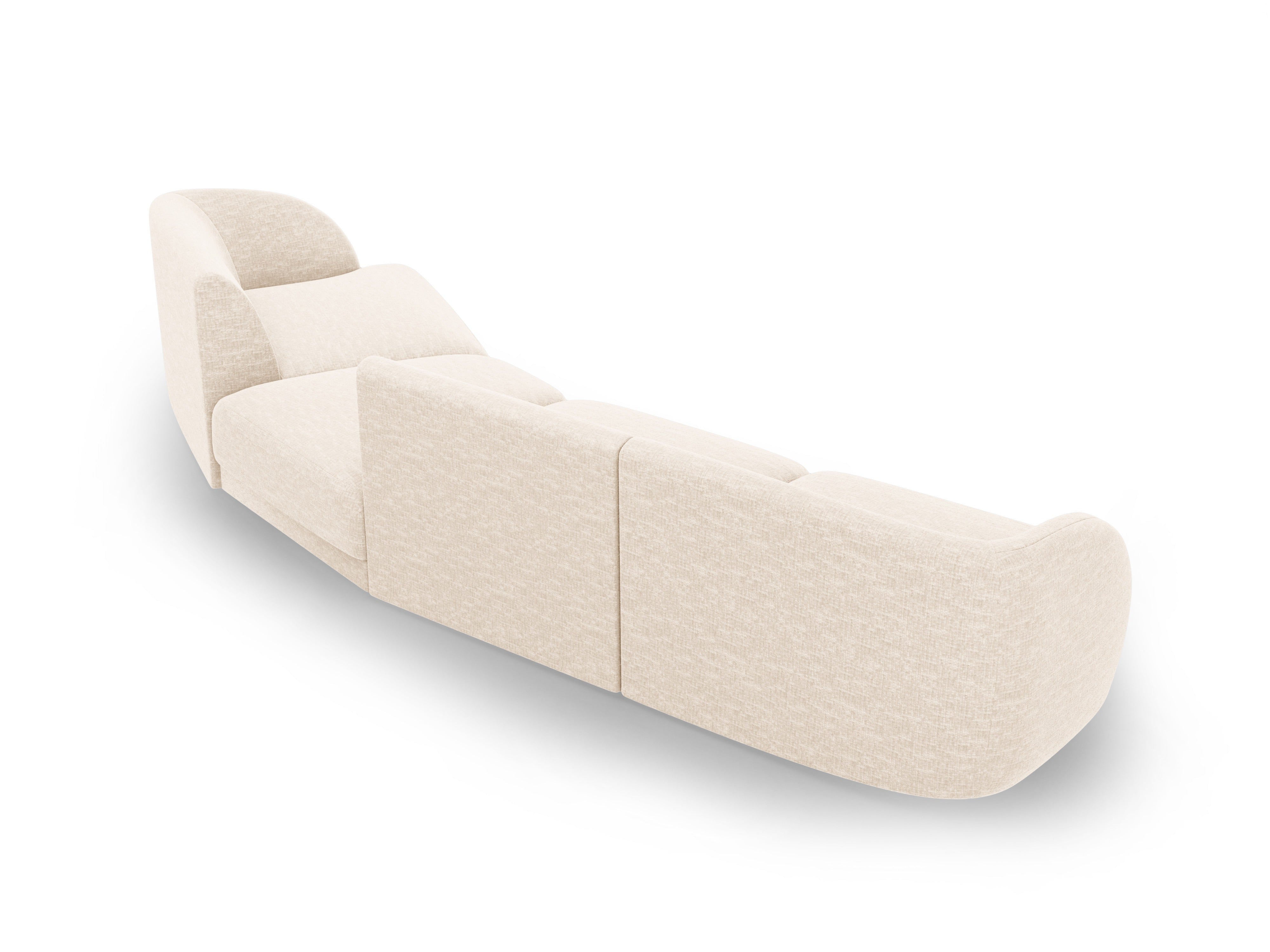 Modularsofa rechtsseitig für 6 Personen MILEY hellbeige schimmernder Chenille