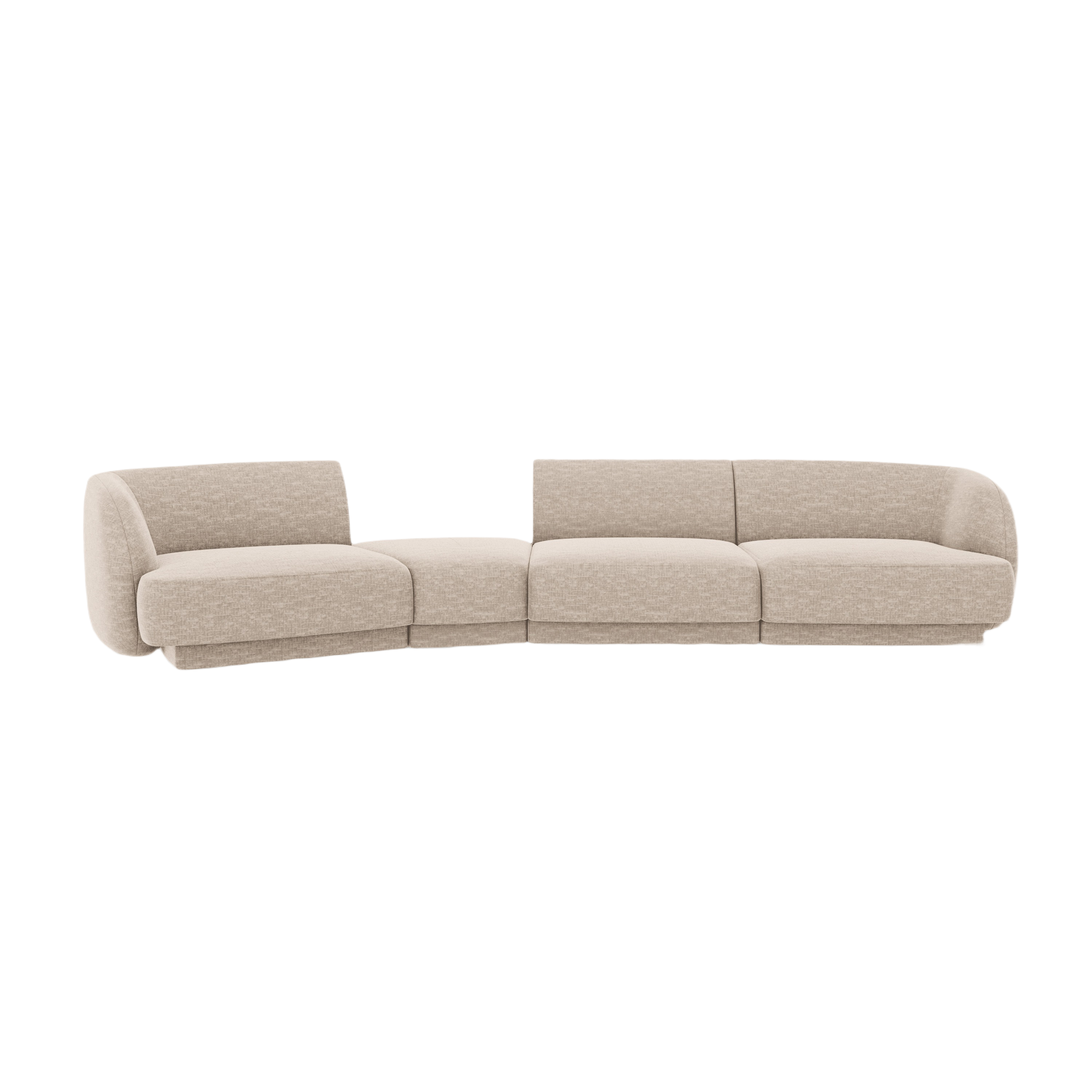 Left-facing modular sofa for 6 people MILEY beige silky chenille