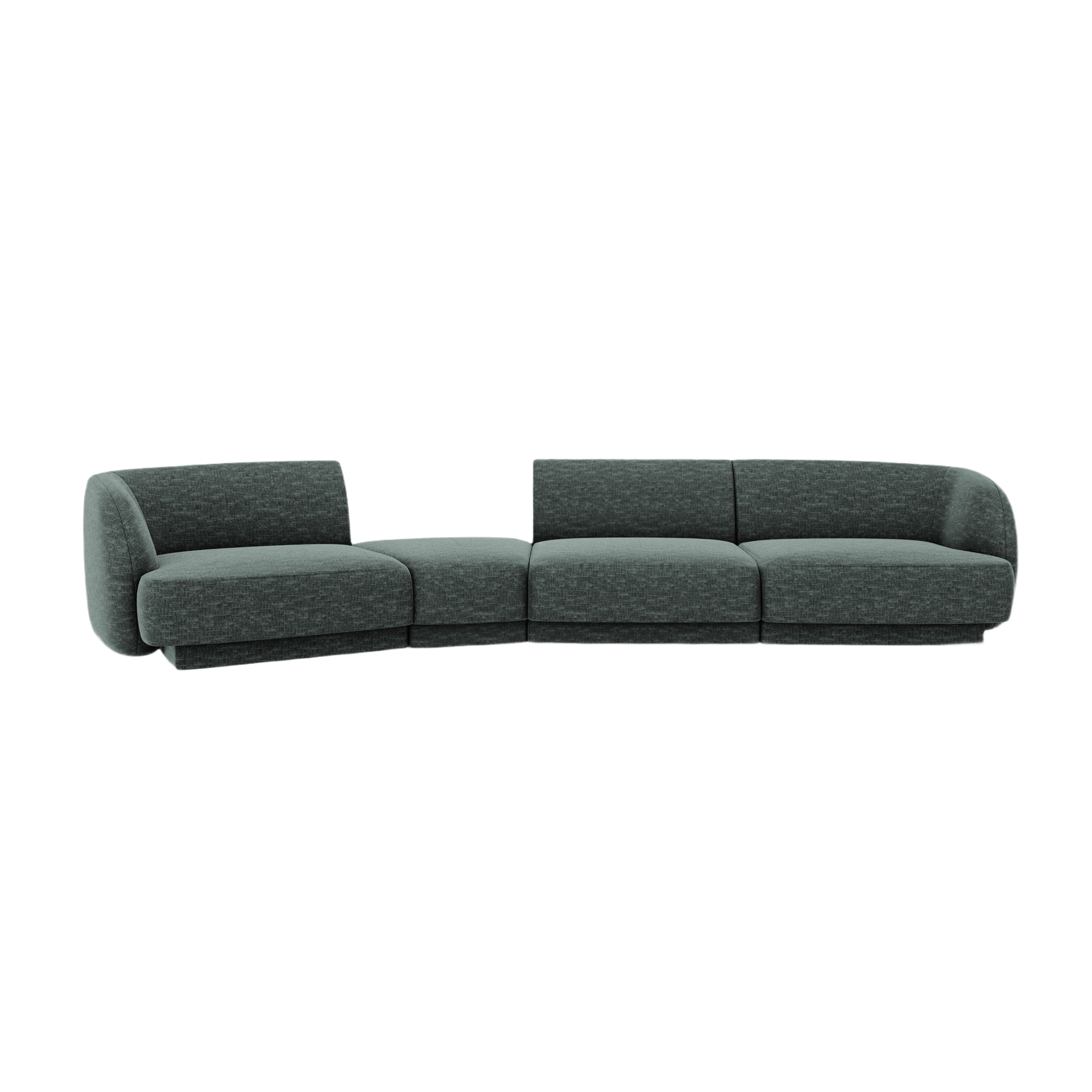 Left-facing modular sofa for 6 people MILEY petrol silky chenille