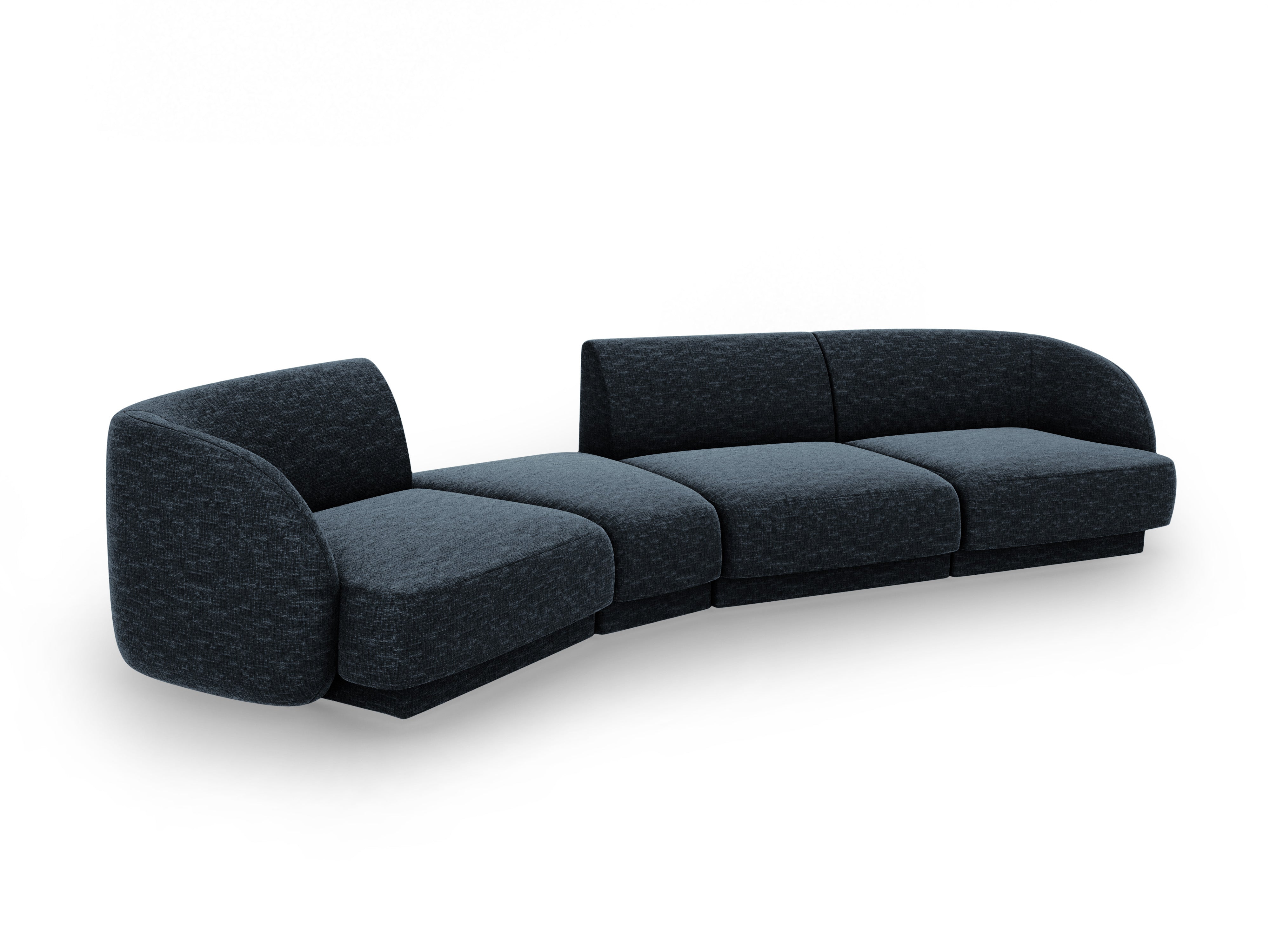 Left-facing modular sofa for 6 people MILEY royal blue silky chenille