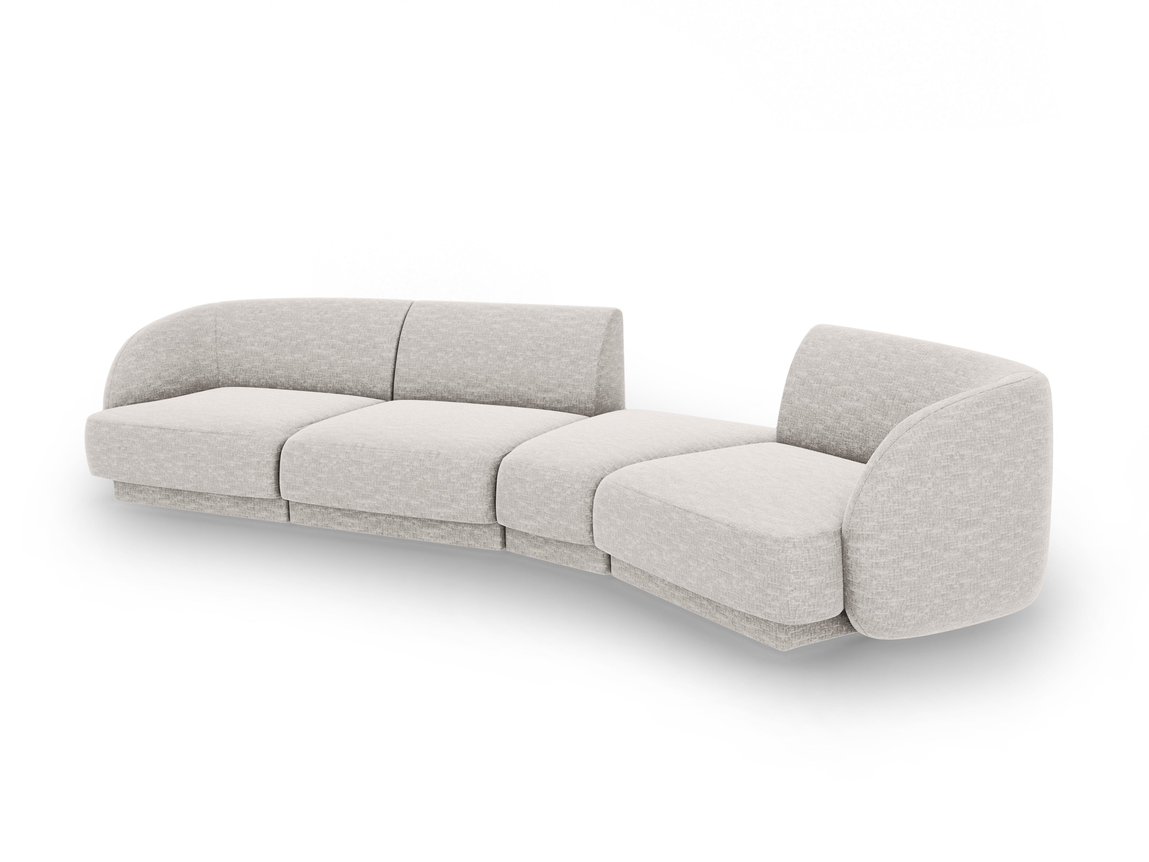 Right-facing modular sofa for 6 people MILEY light gray silky chenille