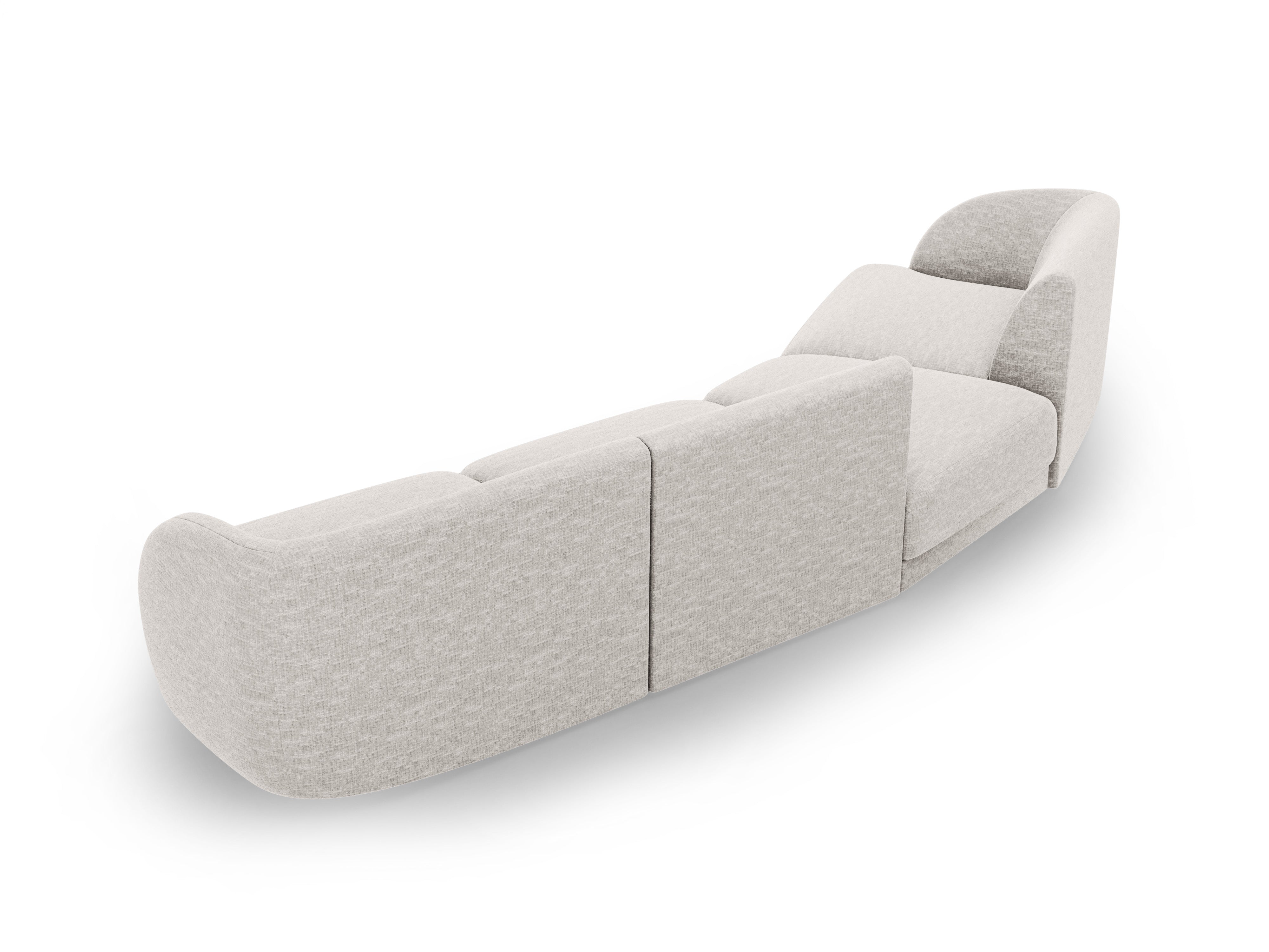 Left-facing modular sofa for 6 people MILEY light gray silky chenille