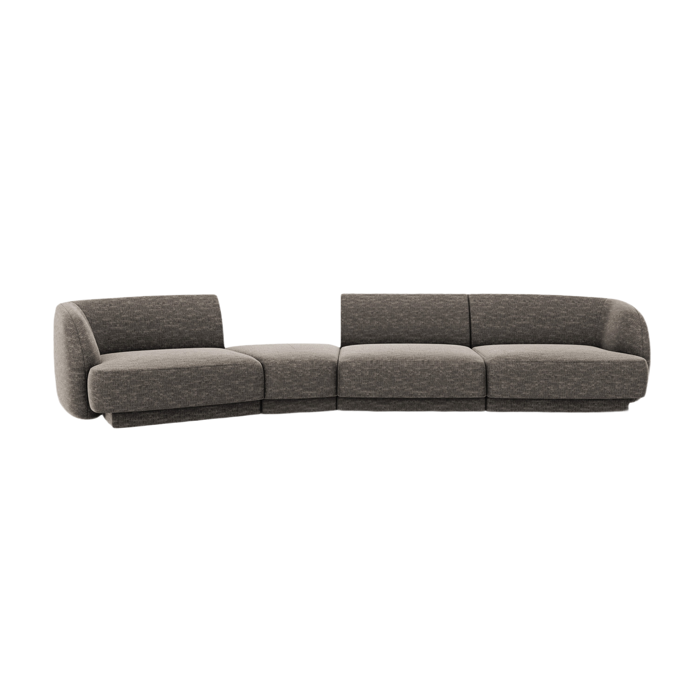 Modulares Sofa linksseitig für 6 Personen MILEY graues Chenille seidig