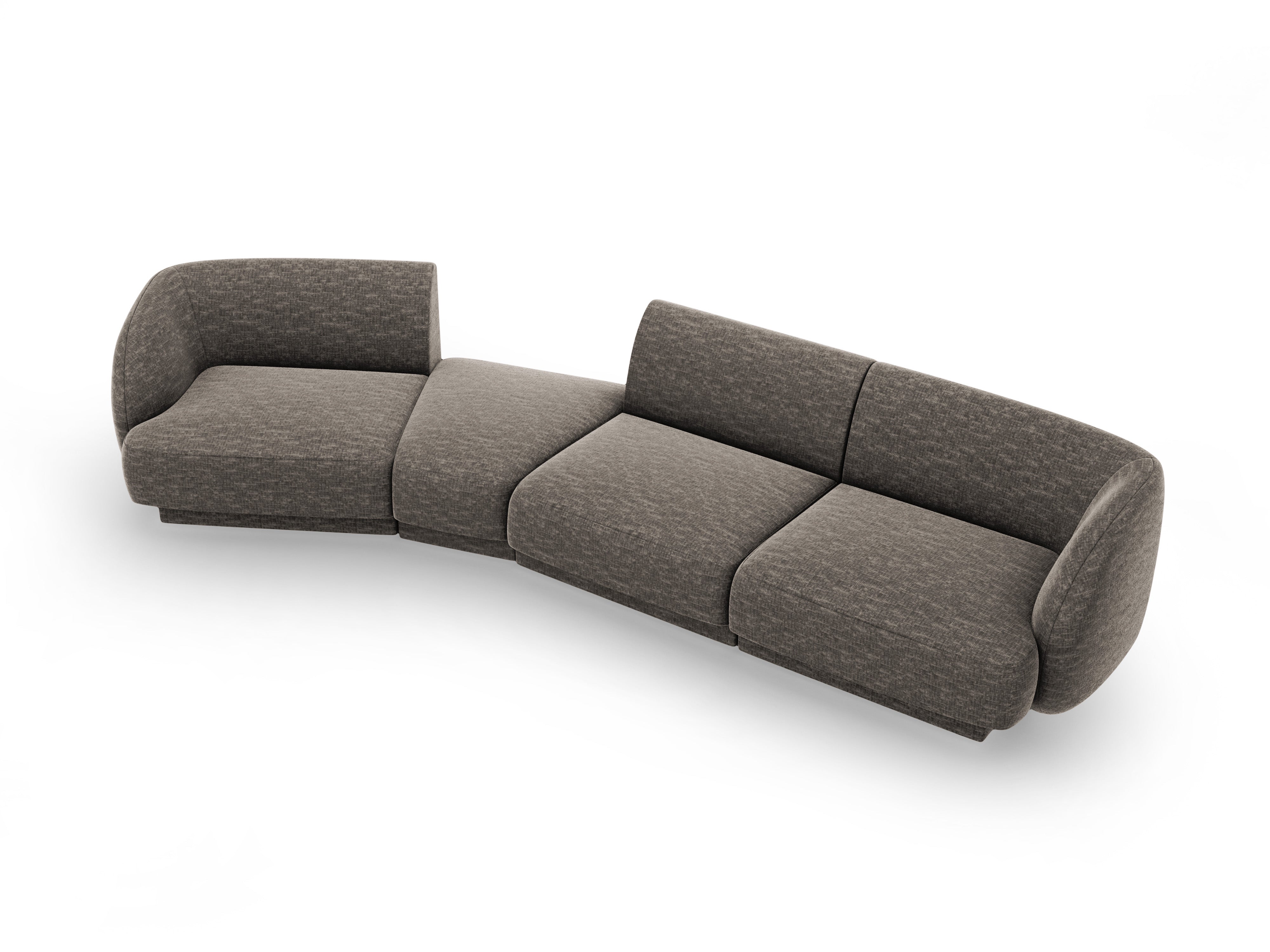 Modulares Sofa linksseitig für 6 Personen MILEY graues Chenille seidig