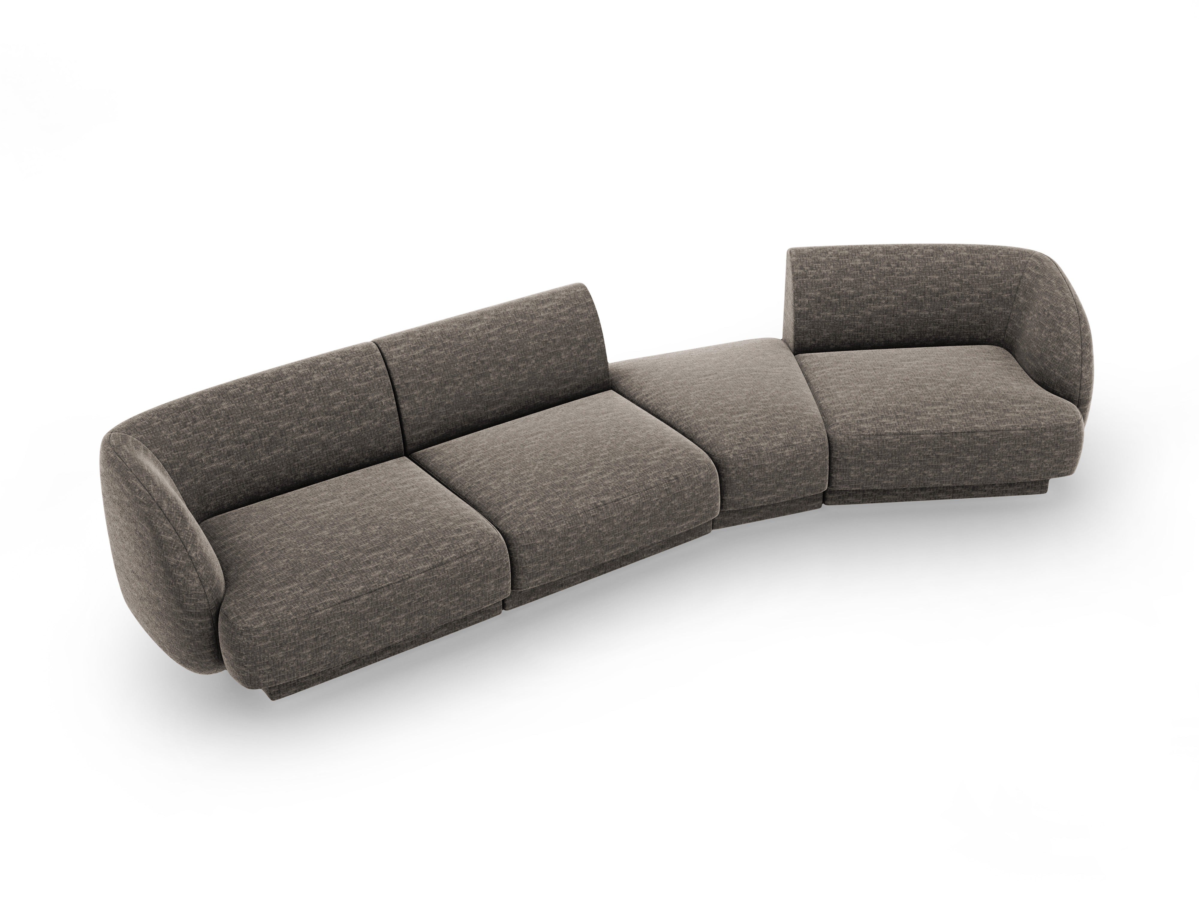 Right-facing modular sofa for 6 people MILEY in silky gray chenille