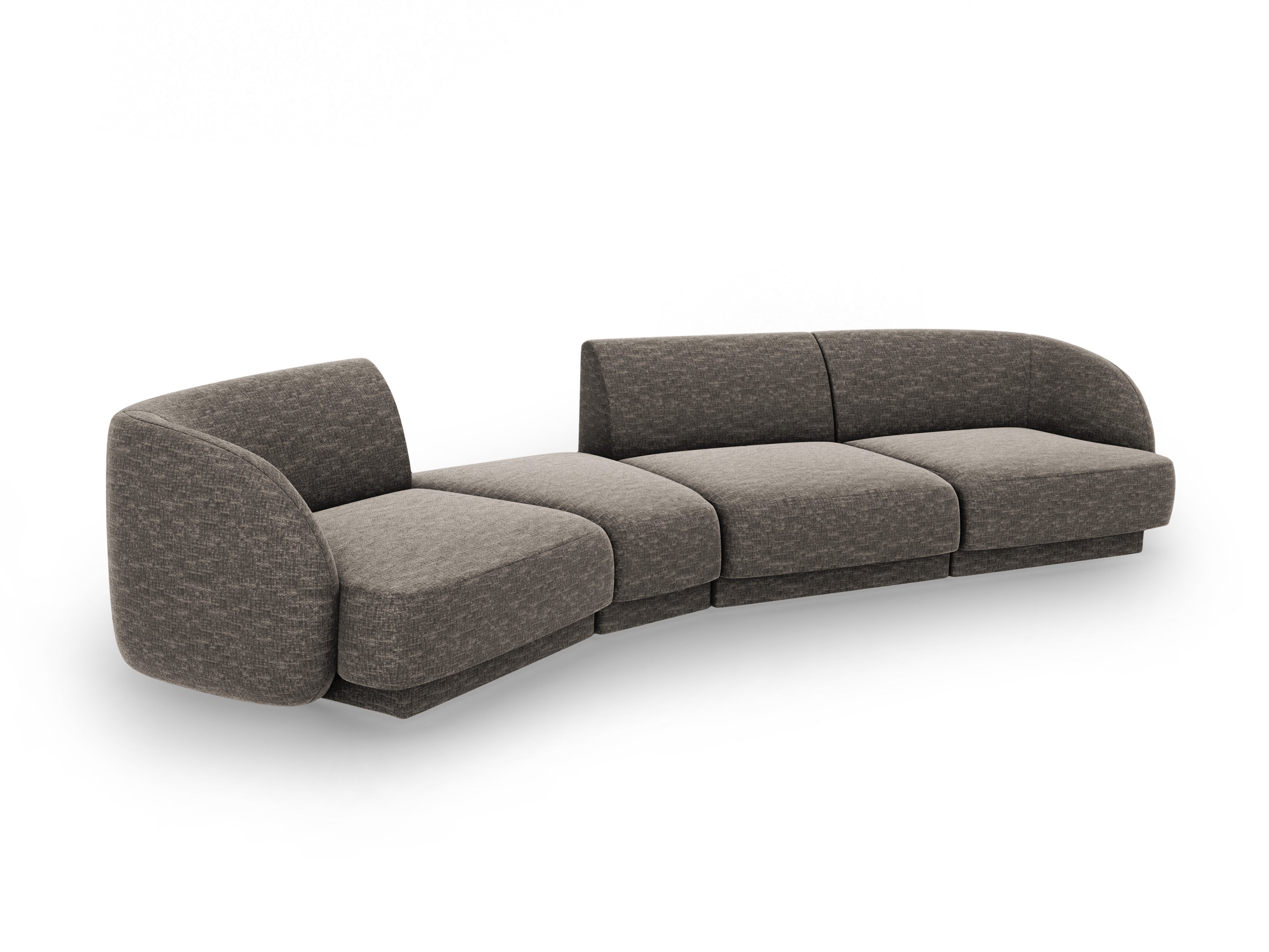 Modulares Sofa linksseitig für 6 Personen MILEY graues Chenille seidig