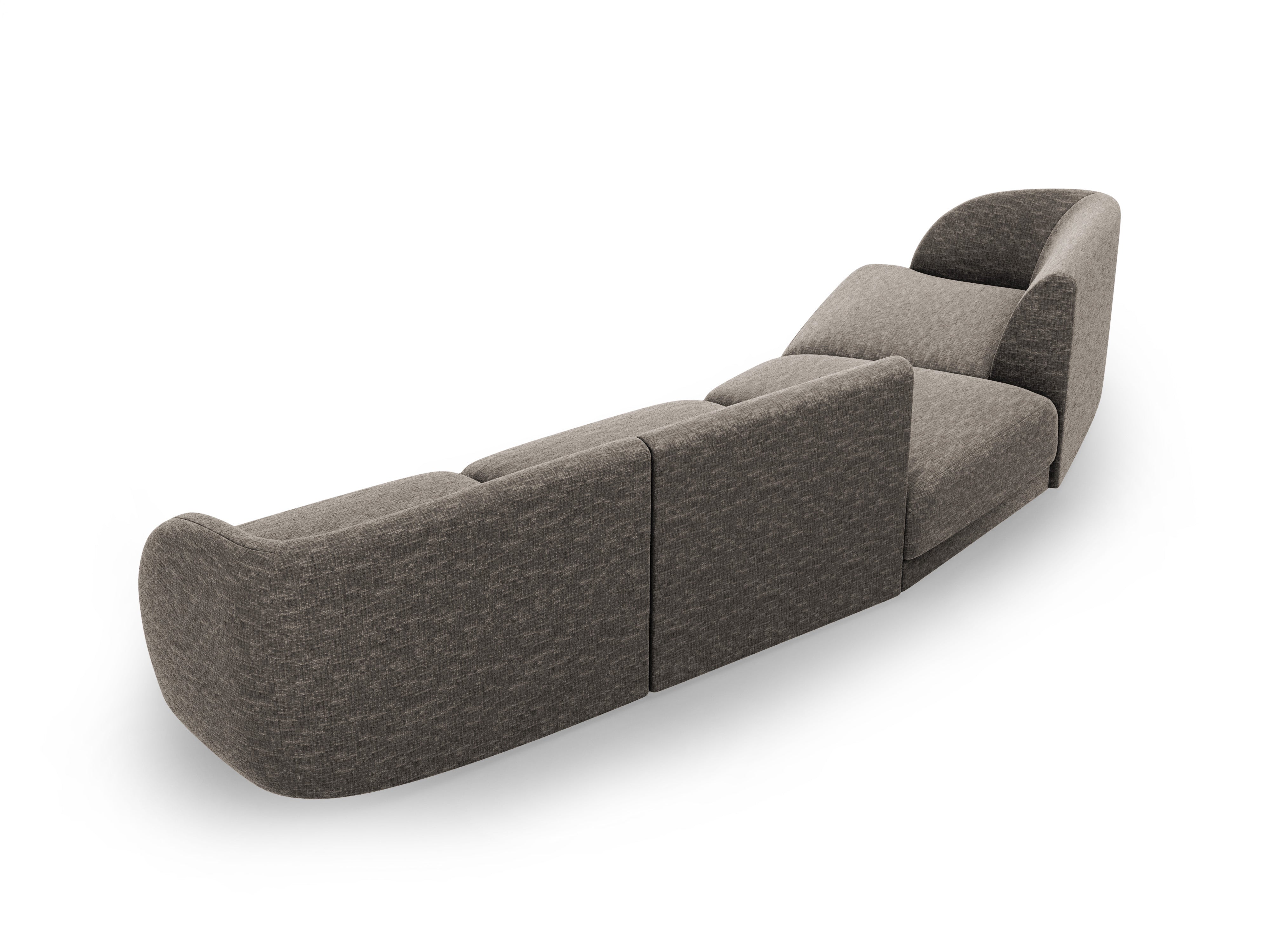 Modulares Sofa linksseitig für 6 Personen MILEY graues Chenille seidig
