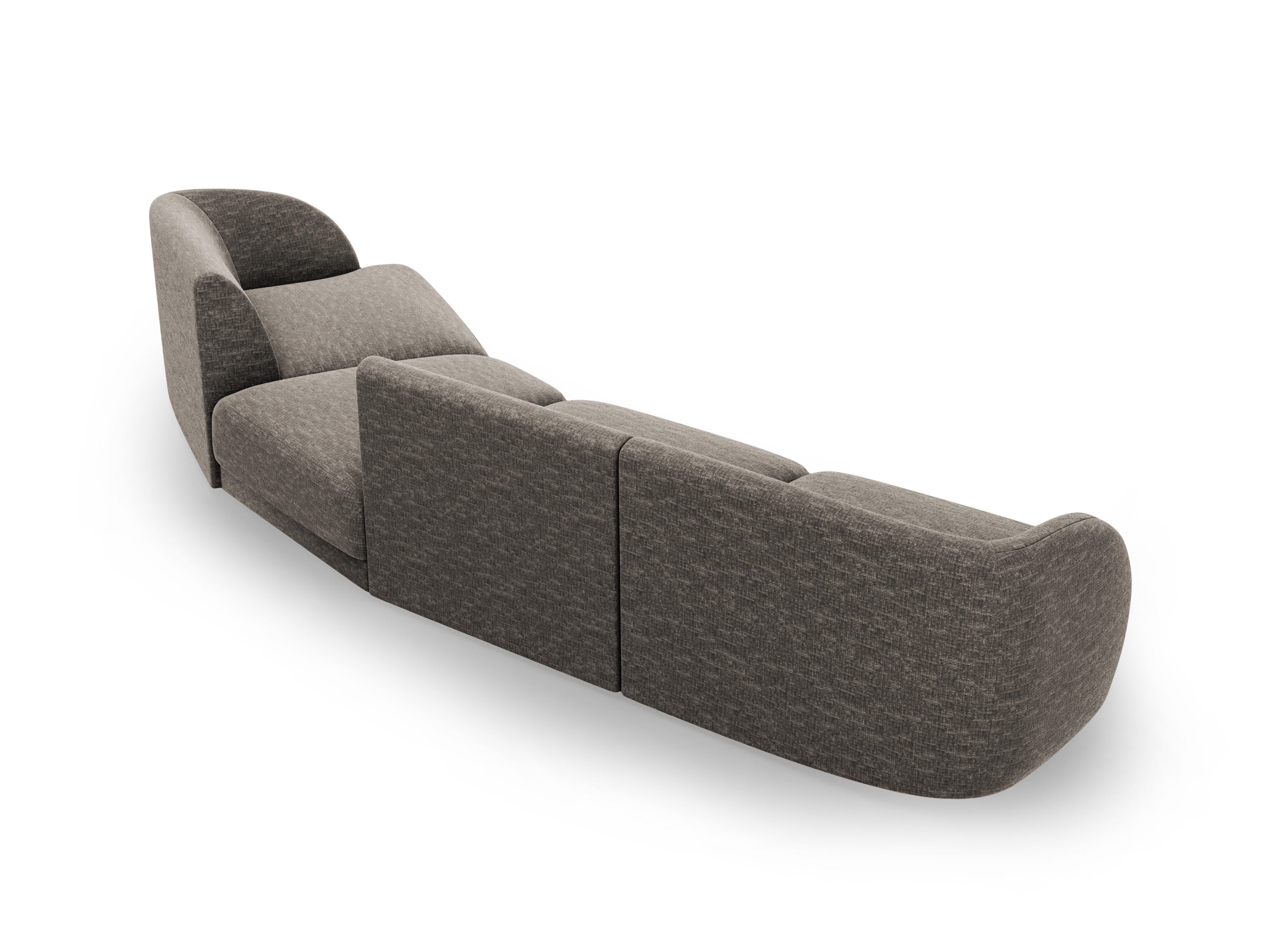 Right-facing modular sofa for 6 people MILEY in silky gray chenille