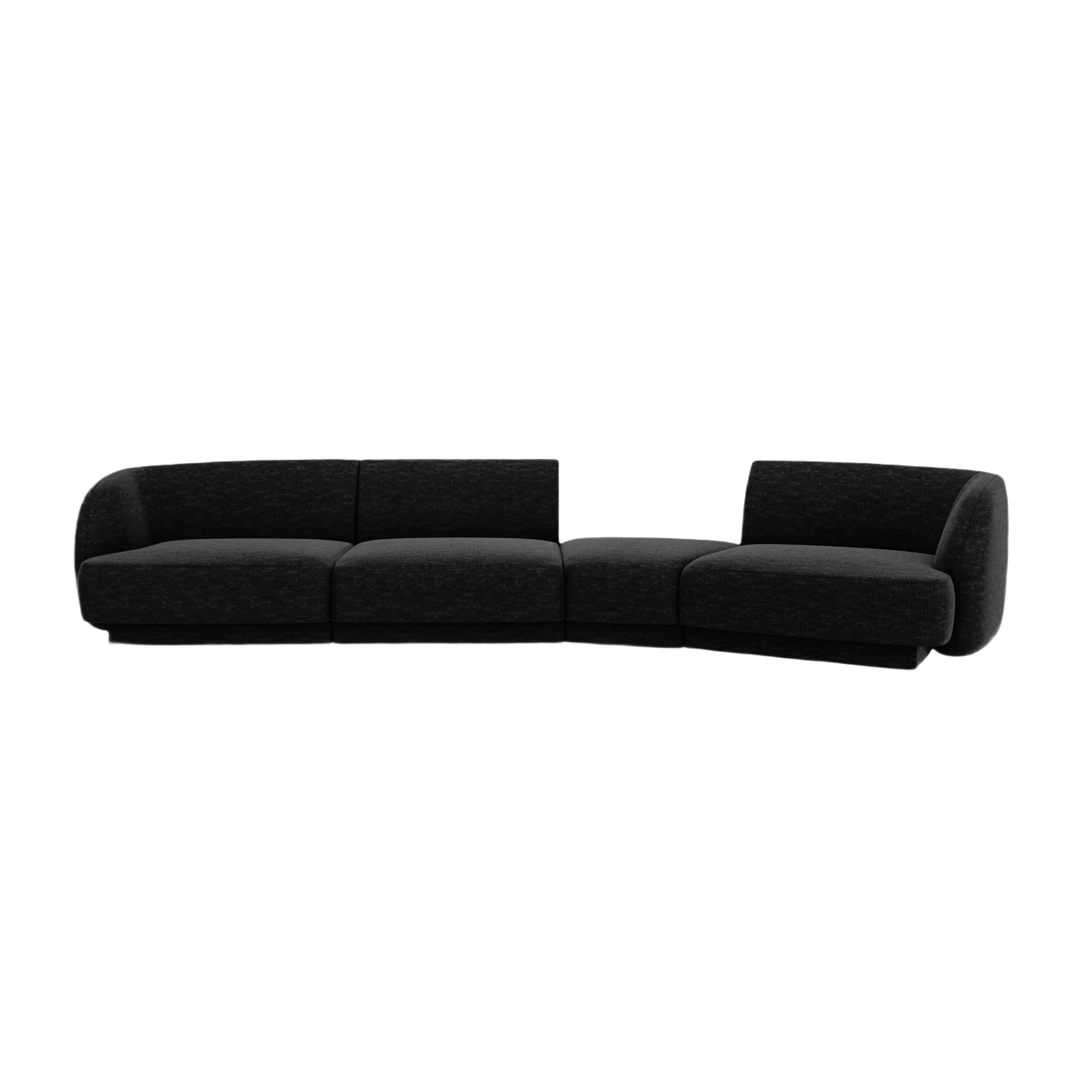 Right-facing modular sofa for 6 people MILEY black chenille