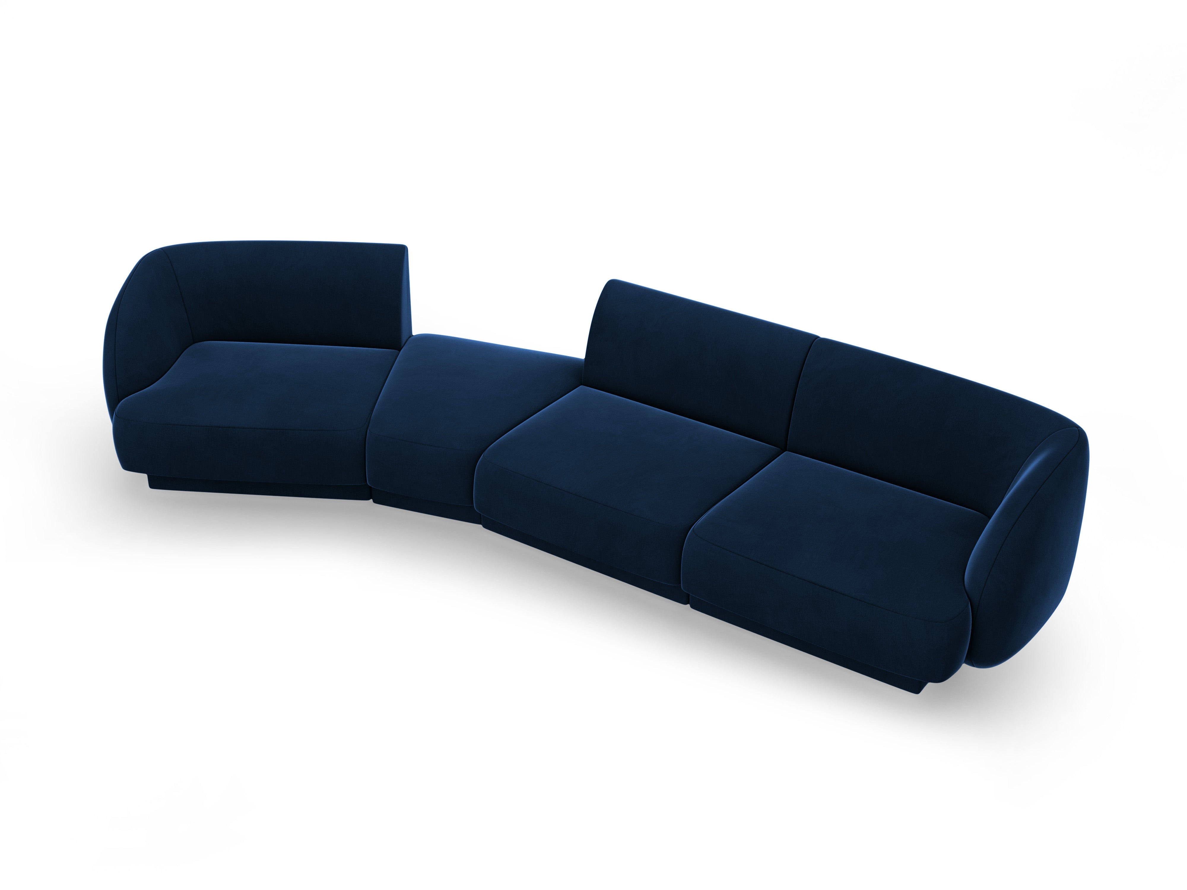 Left-facing modular velvet sofa for 6 people MILEY royal blue