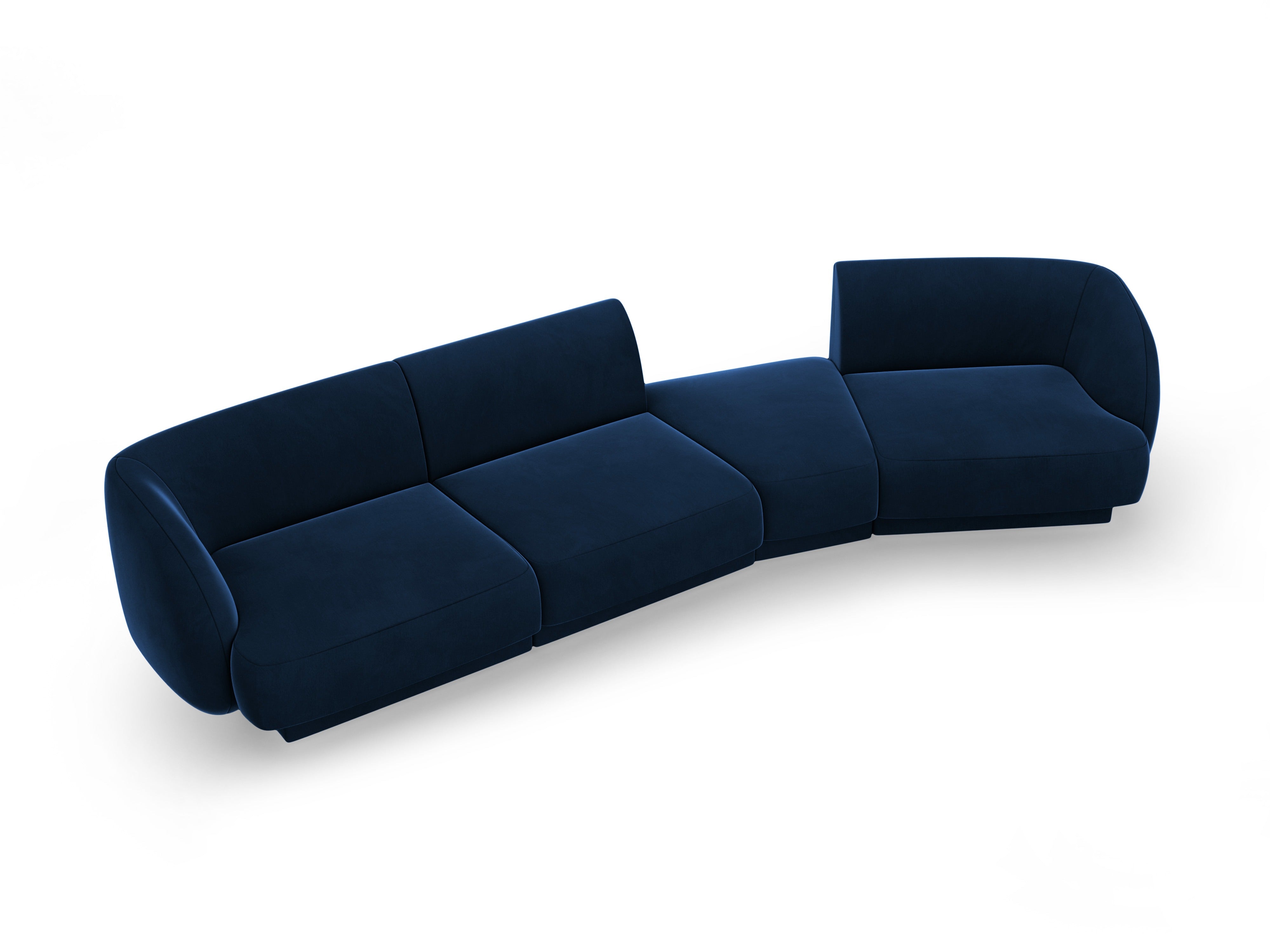 Right-facing modular velvet sofa for 6 people MILEY royal blue
