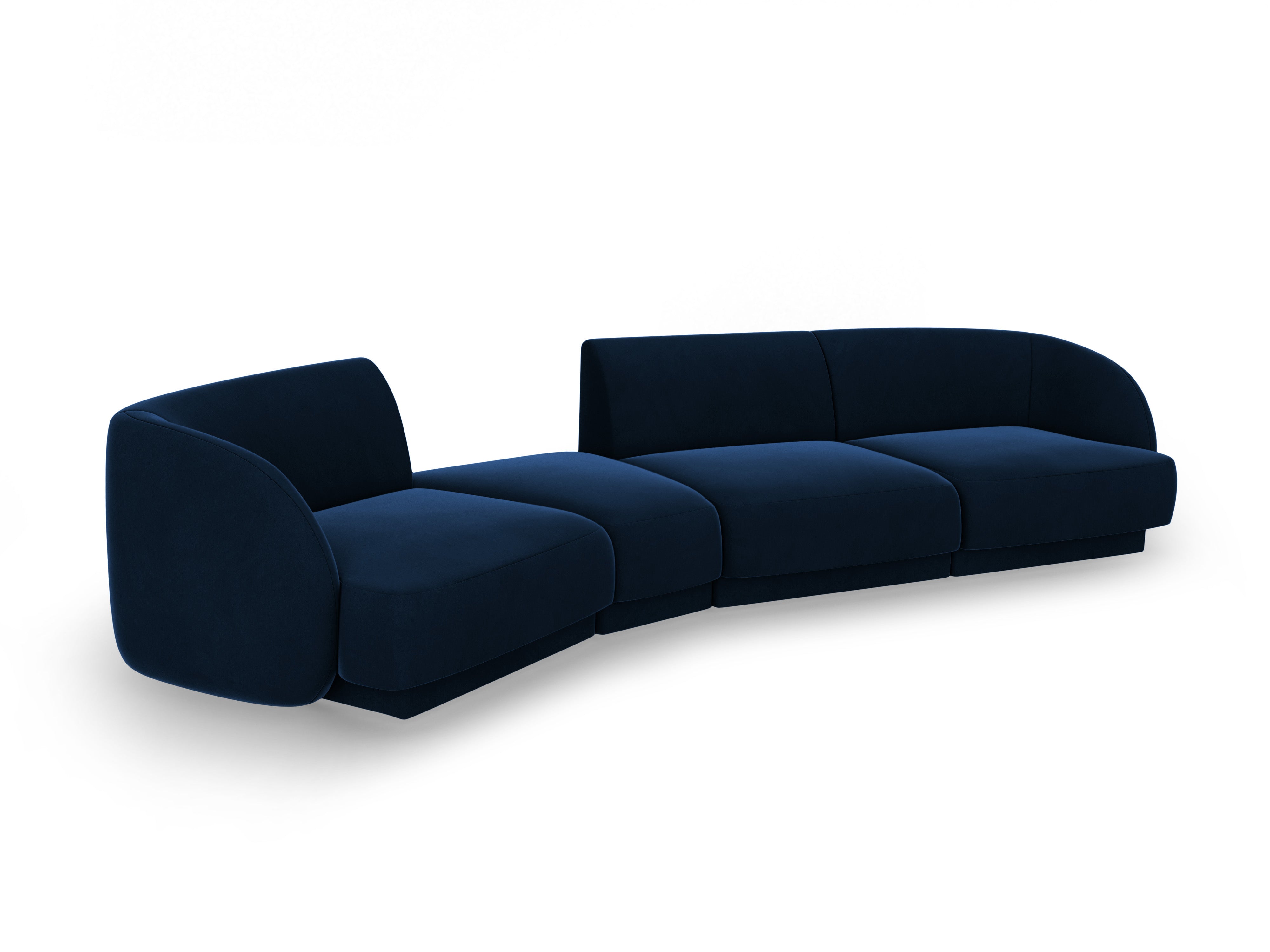Left-facing modular velvet sofa for 6 people MILEY royal blue