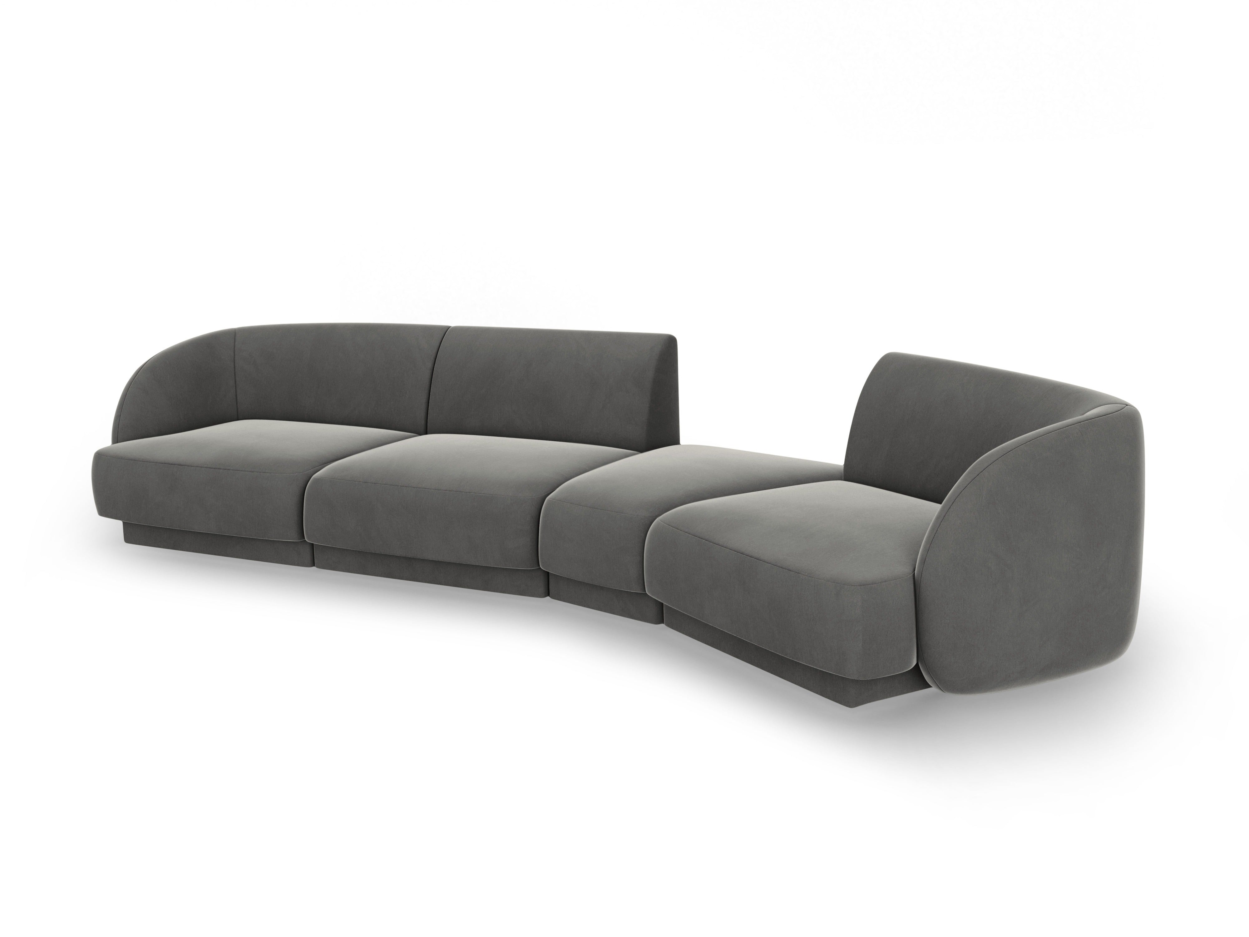 Modularsofa rechtsseitig für 6 Personen aus Samt MILEY hellgrau