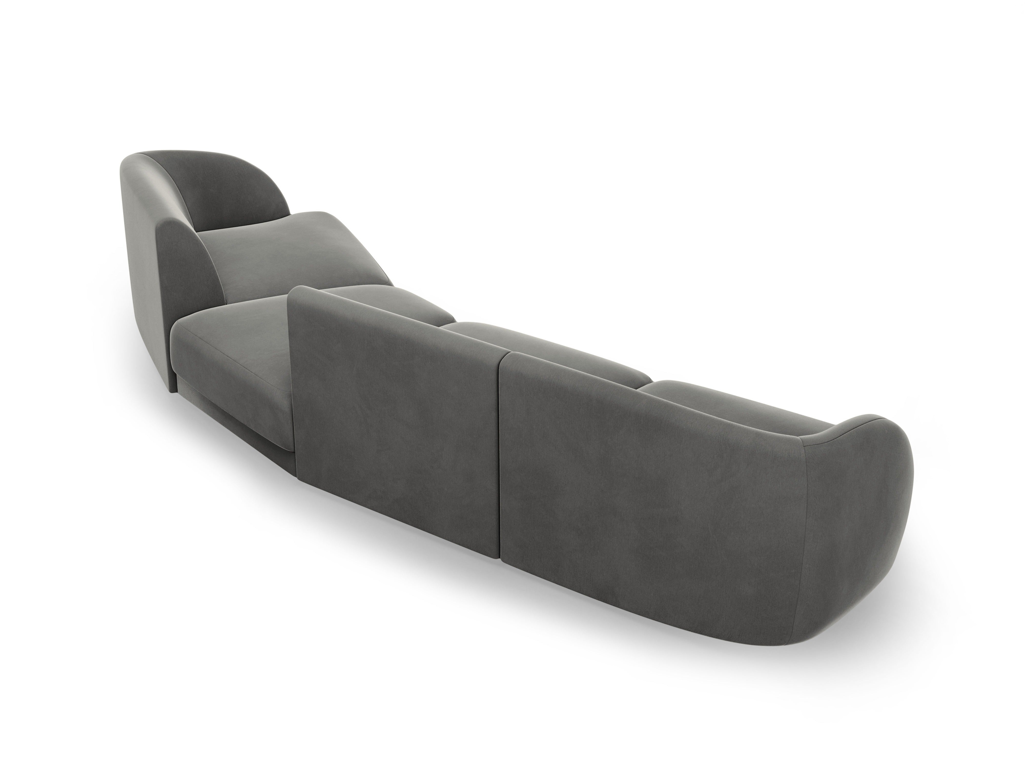 Modularsofa rechtsseitig für 6 Personen aus Samt MILEY hellgrau