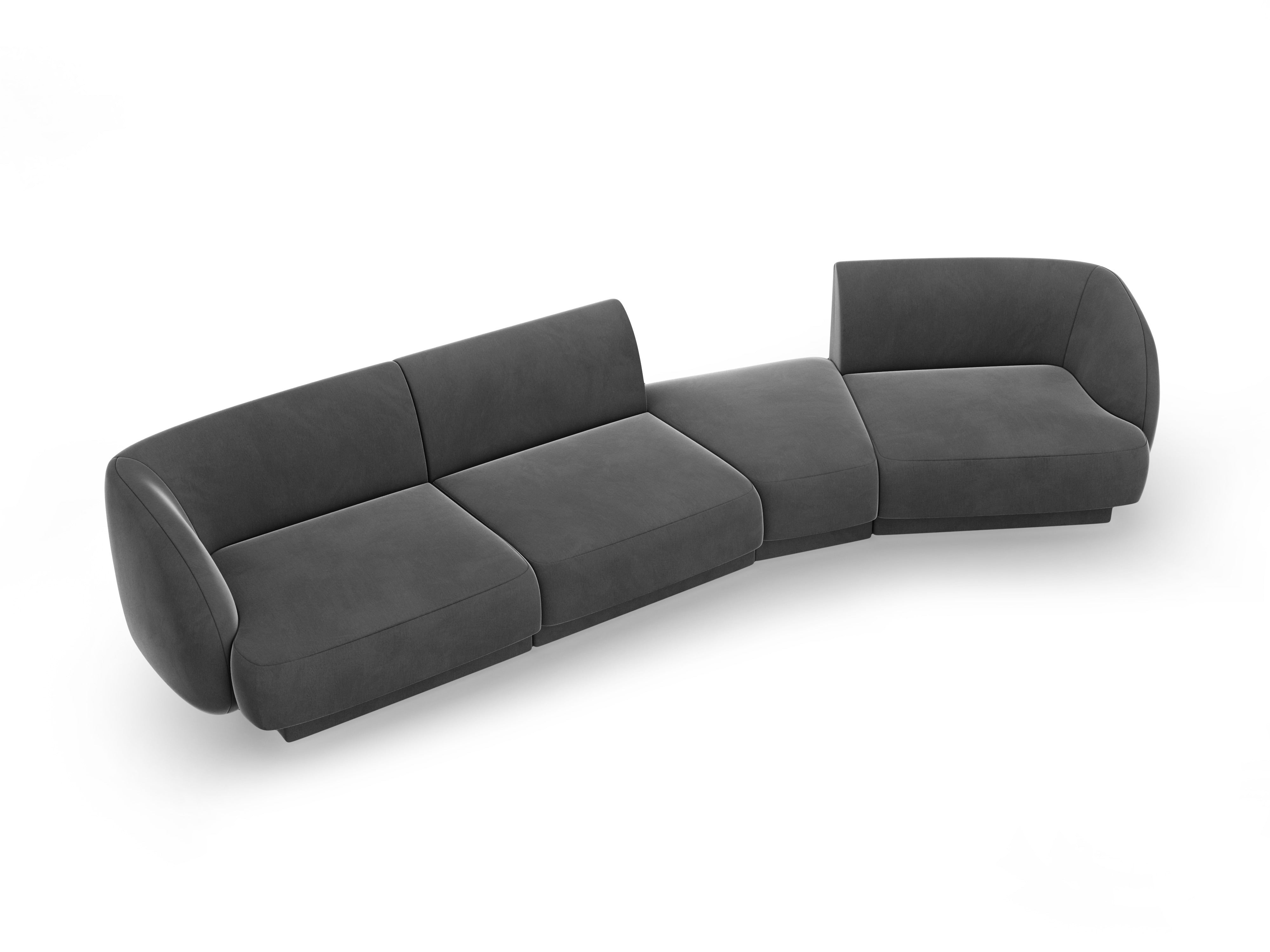 Right-facing modular velvet sofa for 6 people MILEY gray
