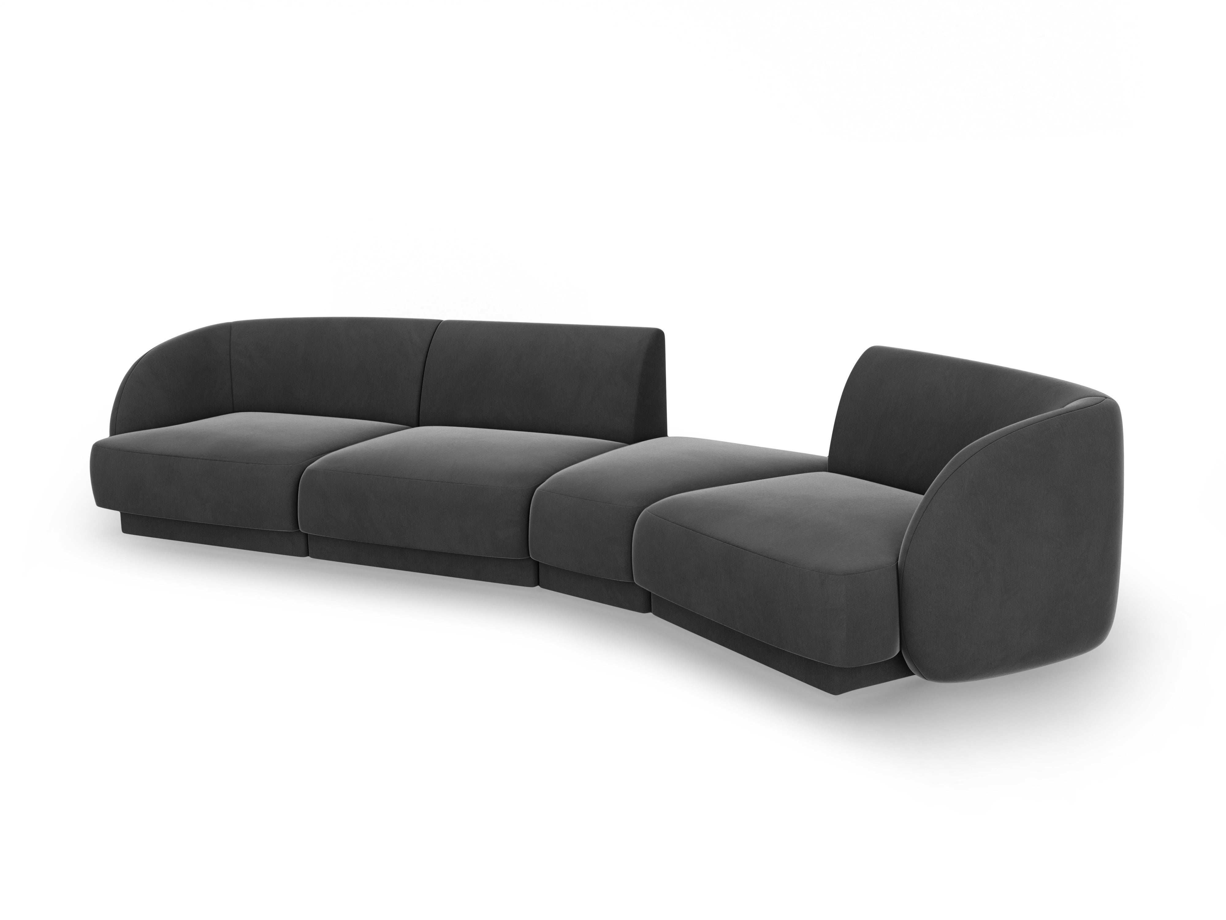 Right-facing modular velvet sofa for 6 people MILEY gray
