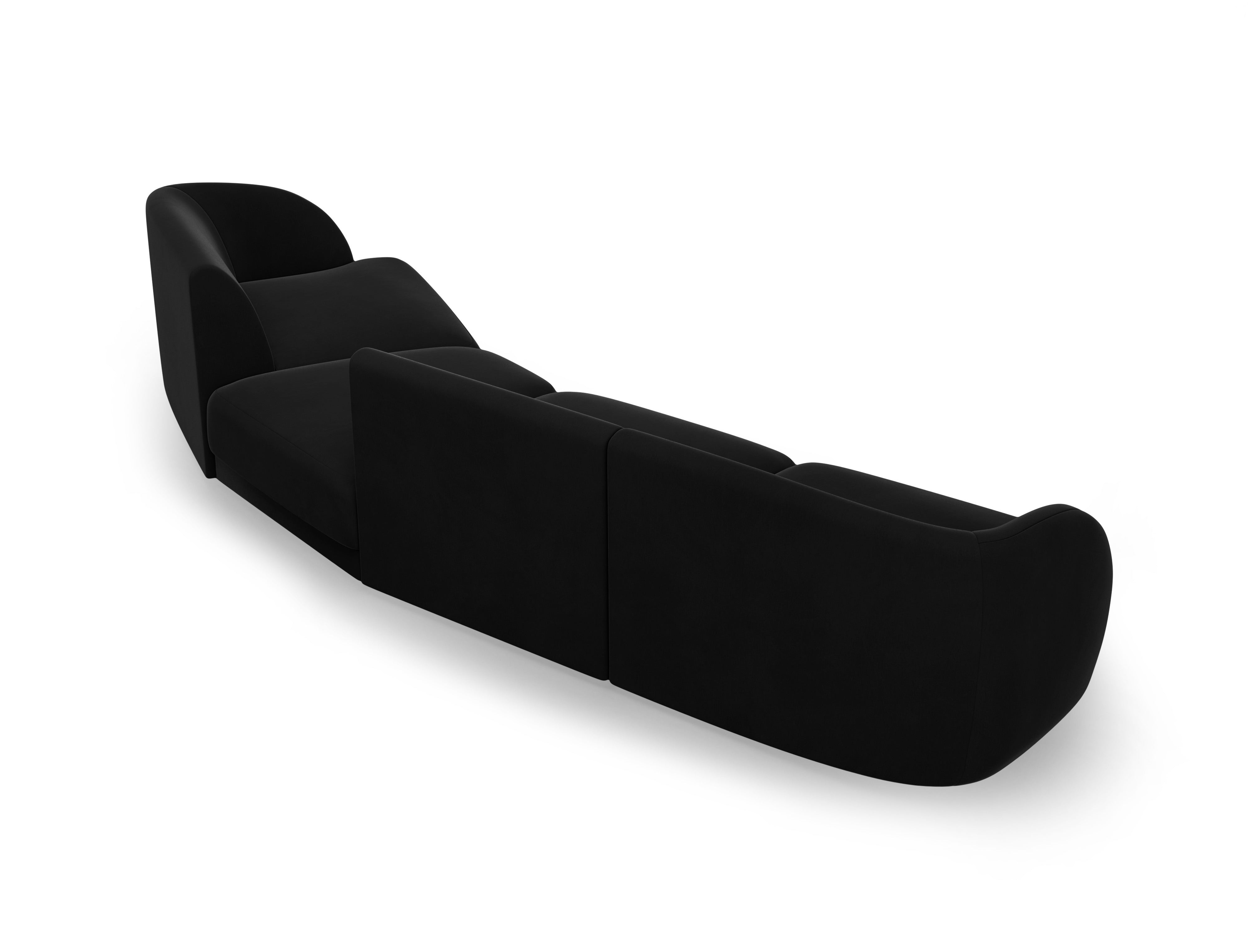 Right-facing modular velvet sofa for 6 people MILEY black