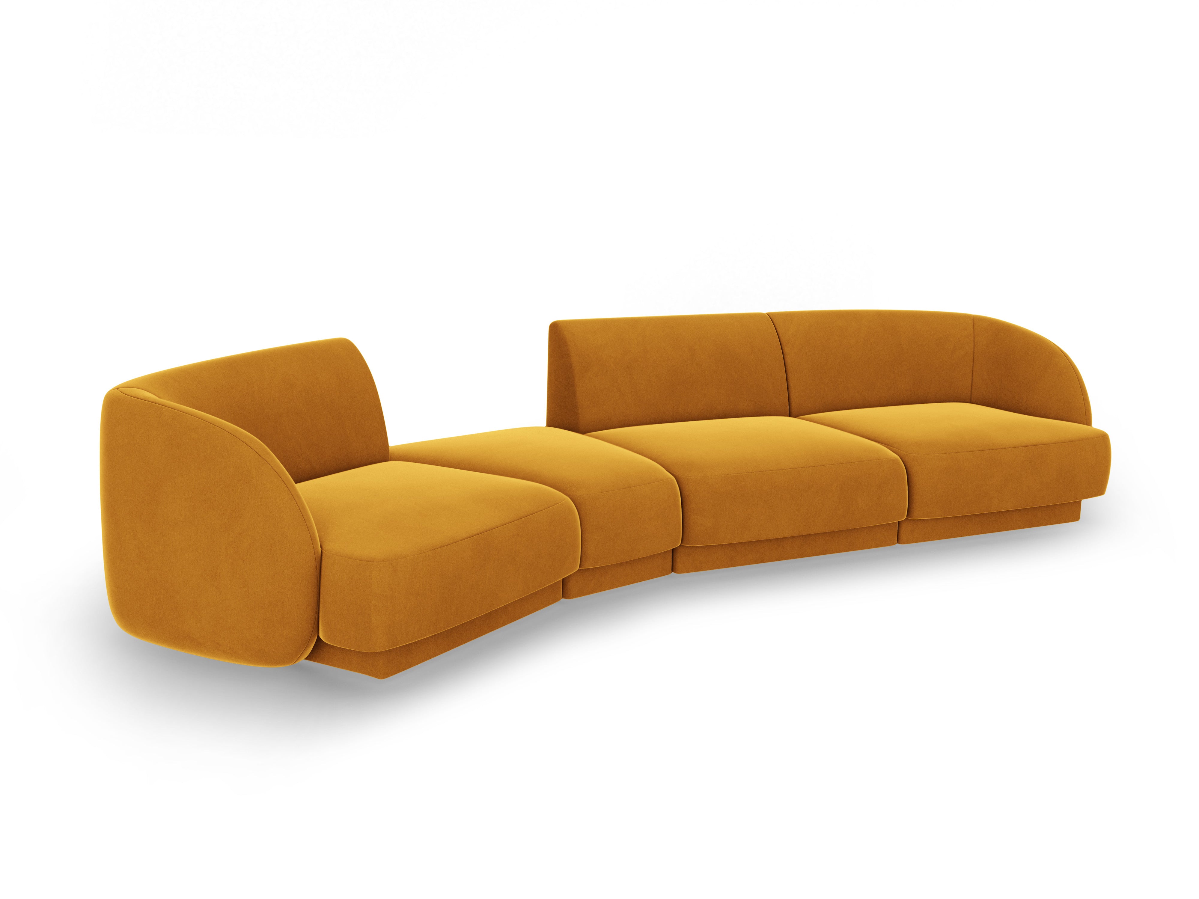 Left-facing modular sofa for 6 people in velvet MILEY yellow