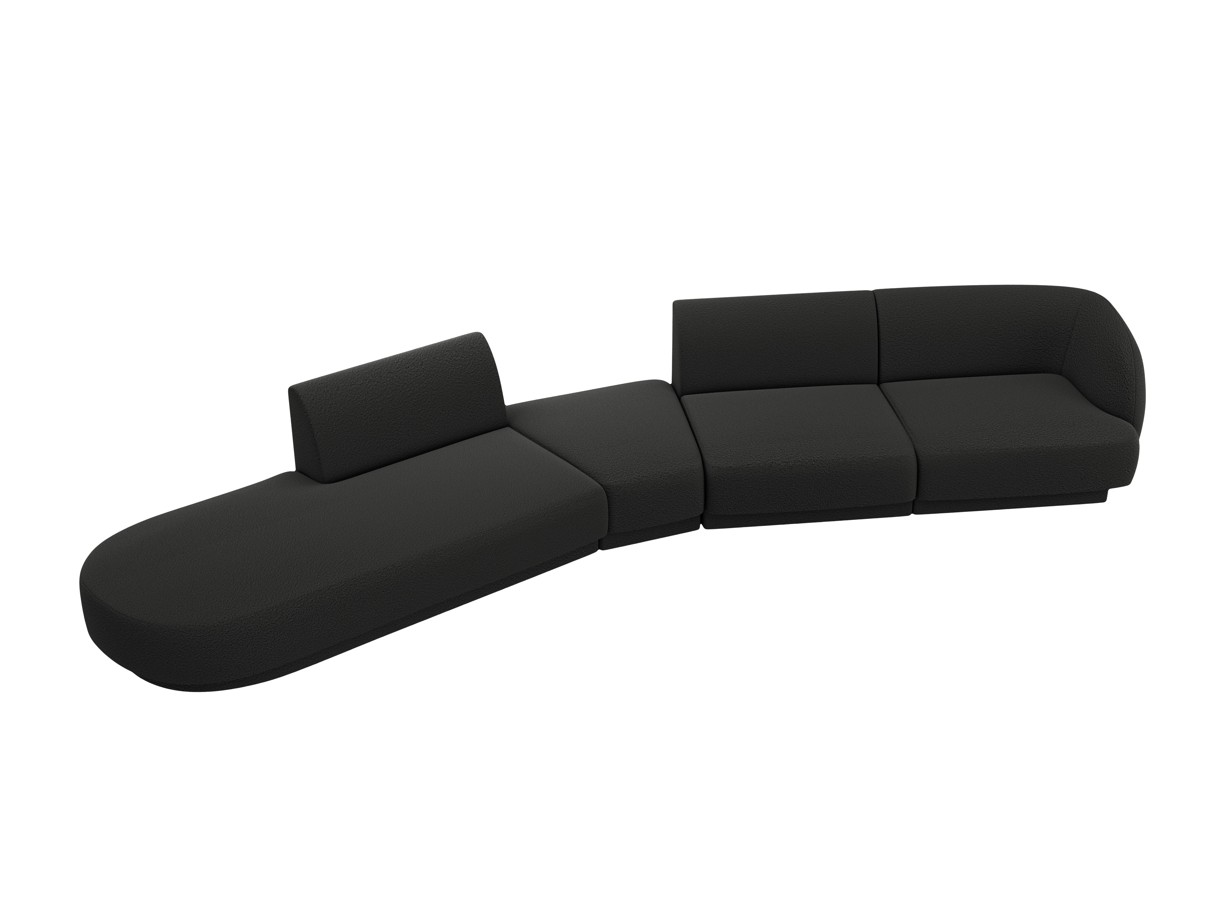 Left-facing modular corner sofa for 7 people MILEY black boucle