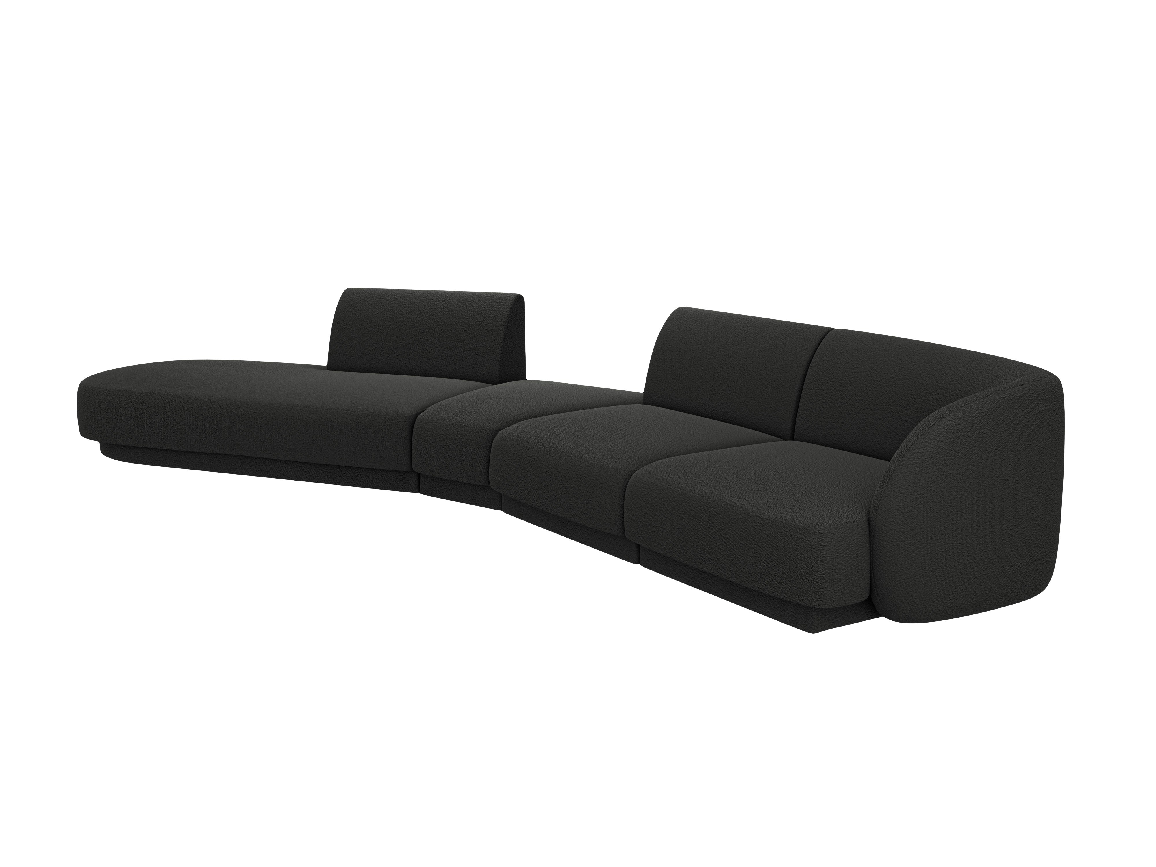Left-facing modular corner sofa for 7 people MILEY black boucle