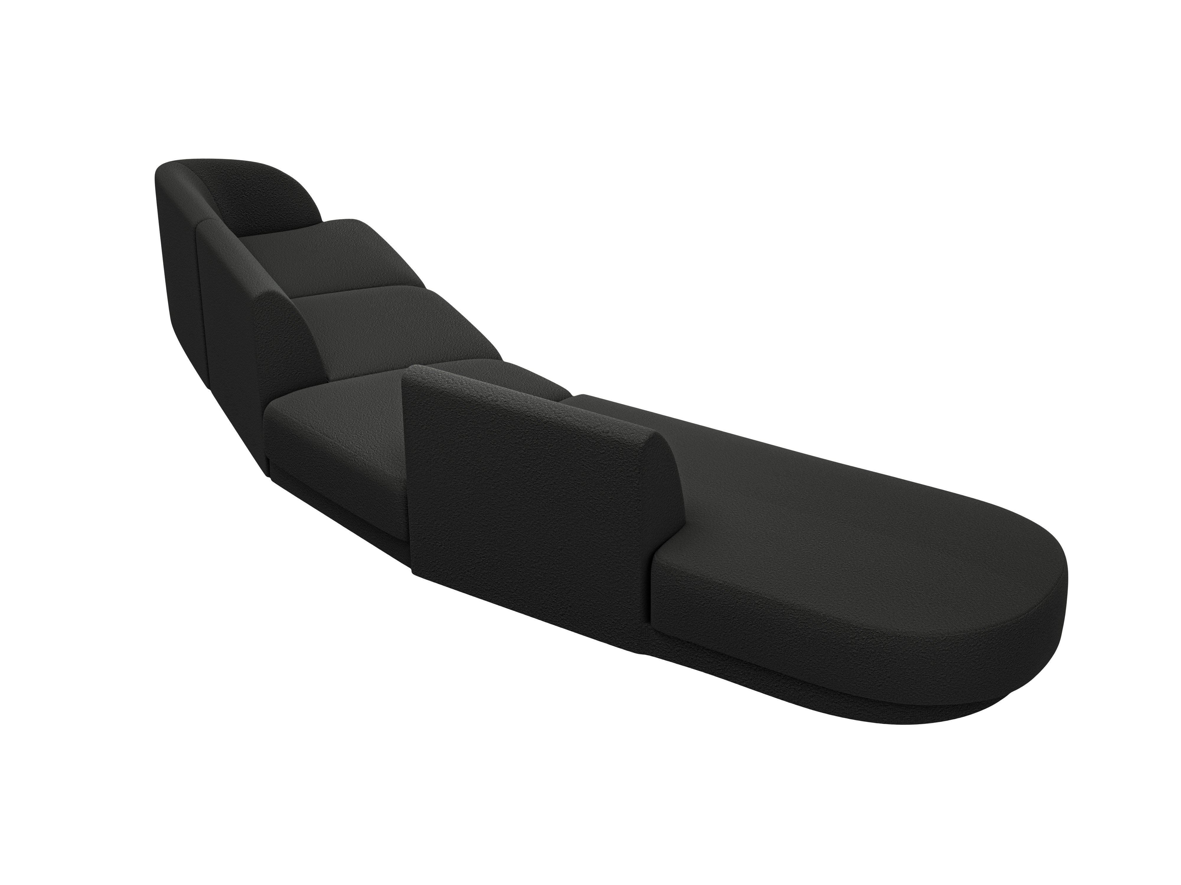 Left-facing modular corner sofa for 7 people MILEY black boucle