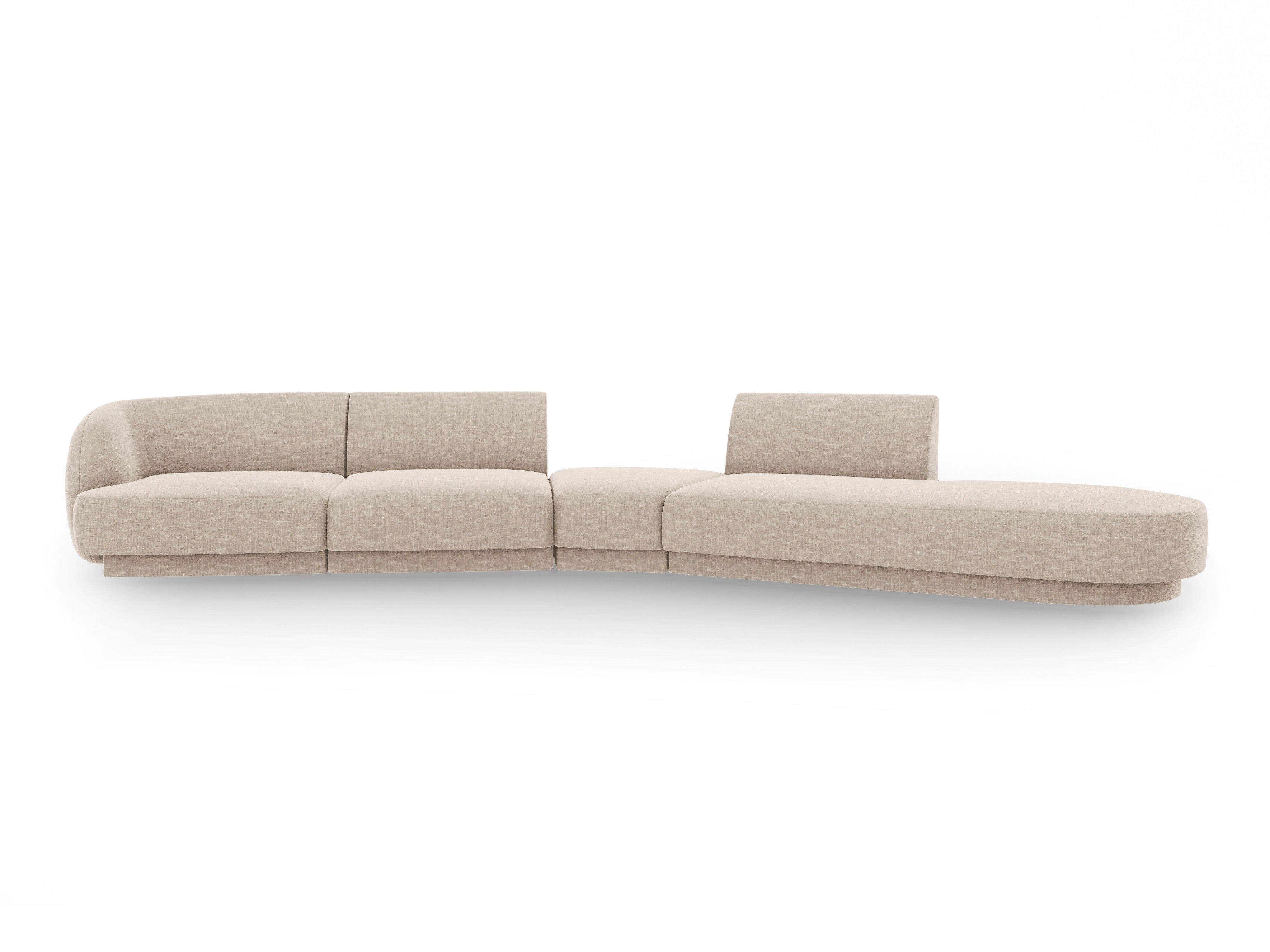 Modularer Ecksofa rechtsseitig 7-sitzig MILEY beige schimmernder Chenille