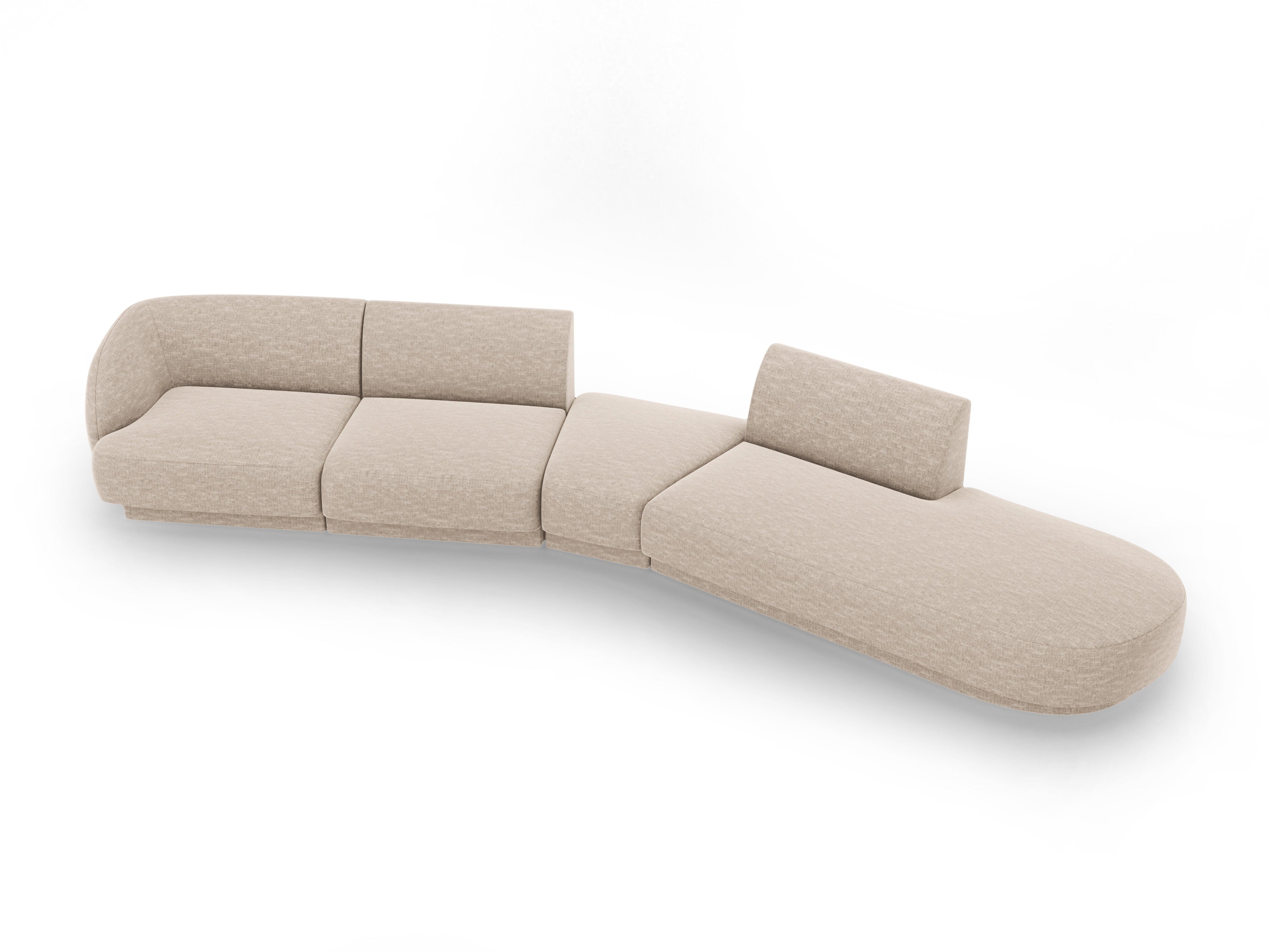 Modularer Ecksofa rechtsseitig 7-sitzig MILEY beige schimmernder Chenille