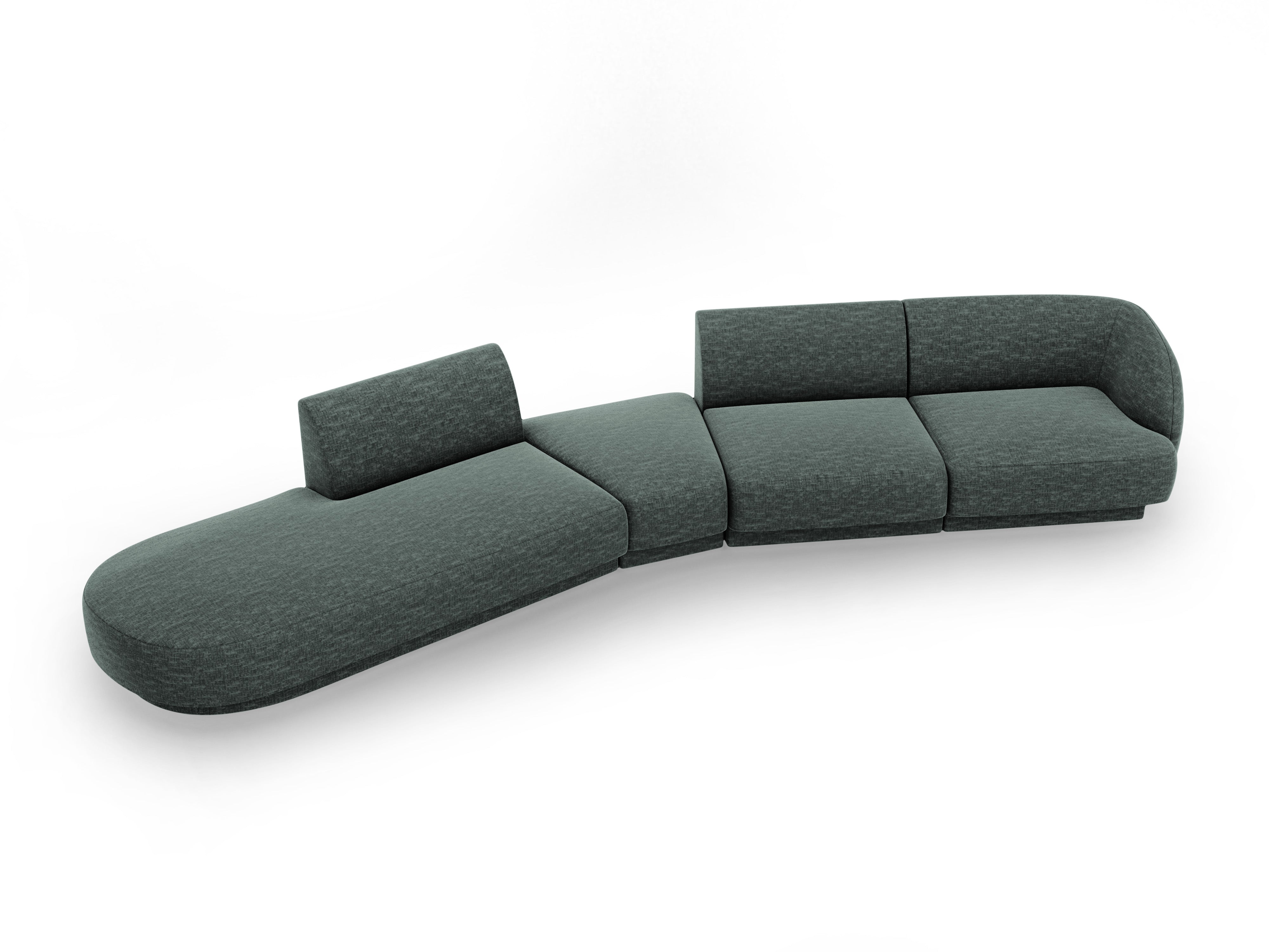 Modulares Ecksofa linksseitig für 7 Personen MILEY petrolblau samtig