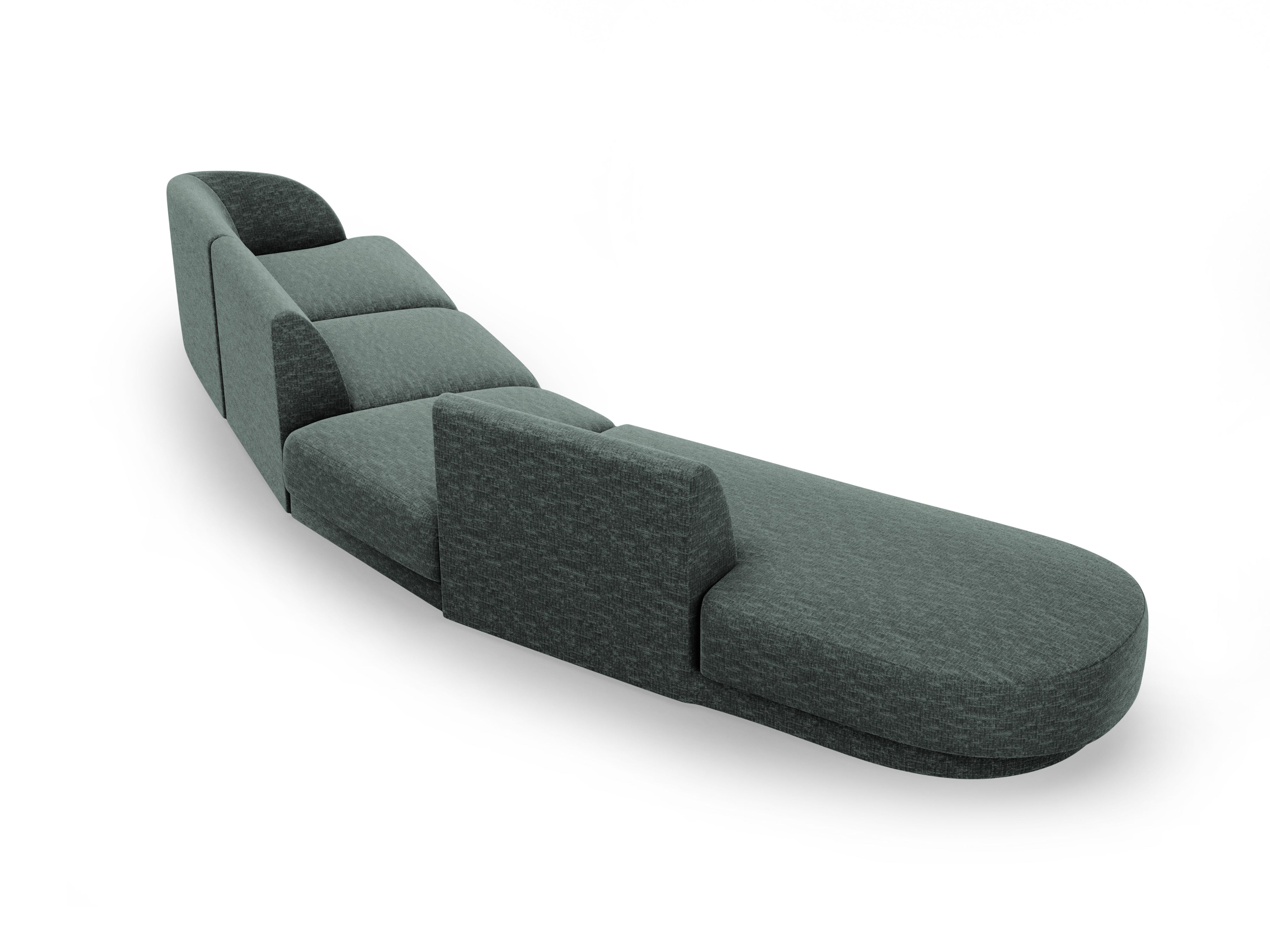 Modulares Ecksofa linksseitig für 7 Personen MILEY petrolblau samtig