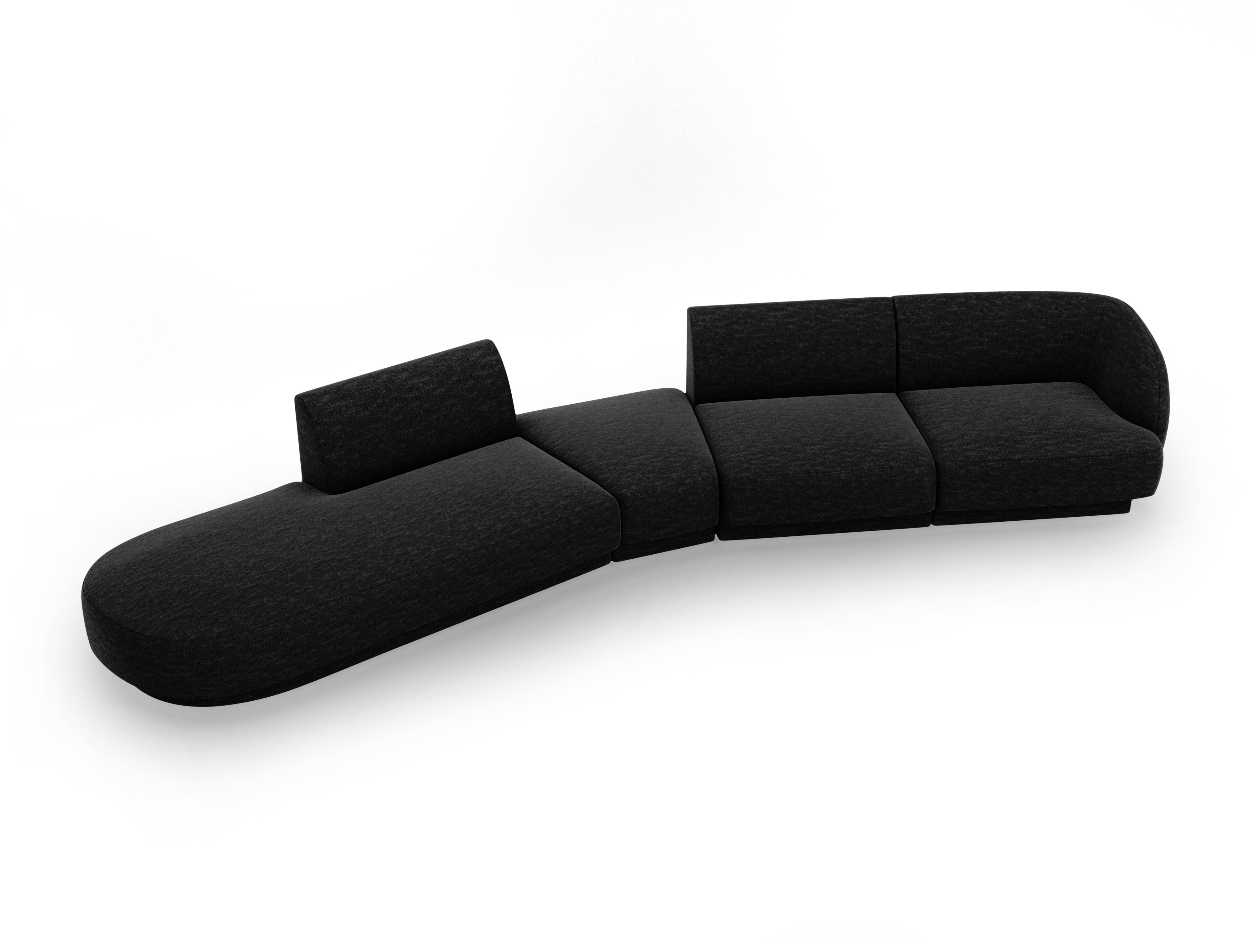 Modulares Ecksofa linksseitig für 7 Personen MILEY schwarzer schimmernder Chenille