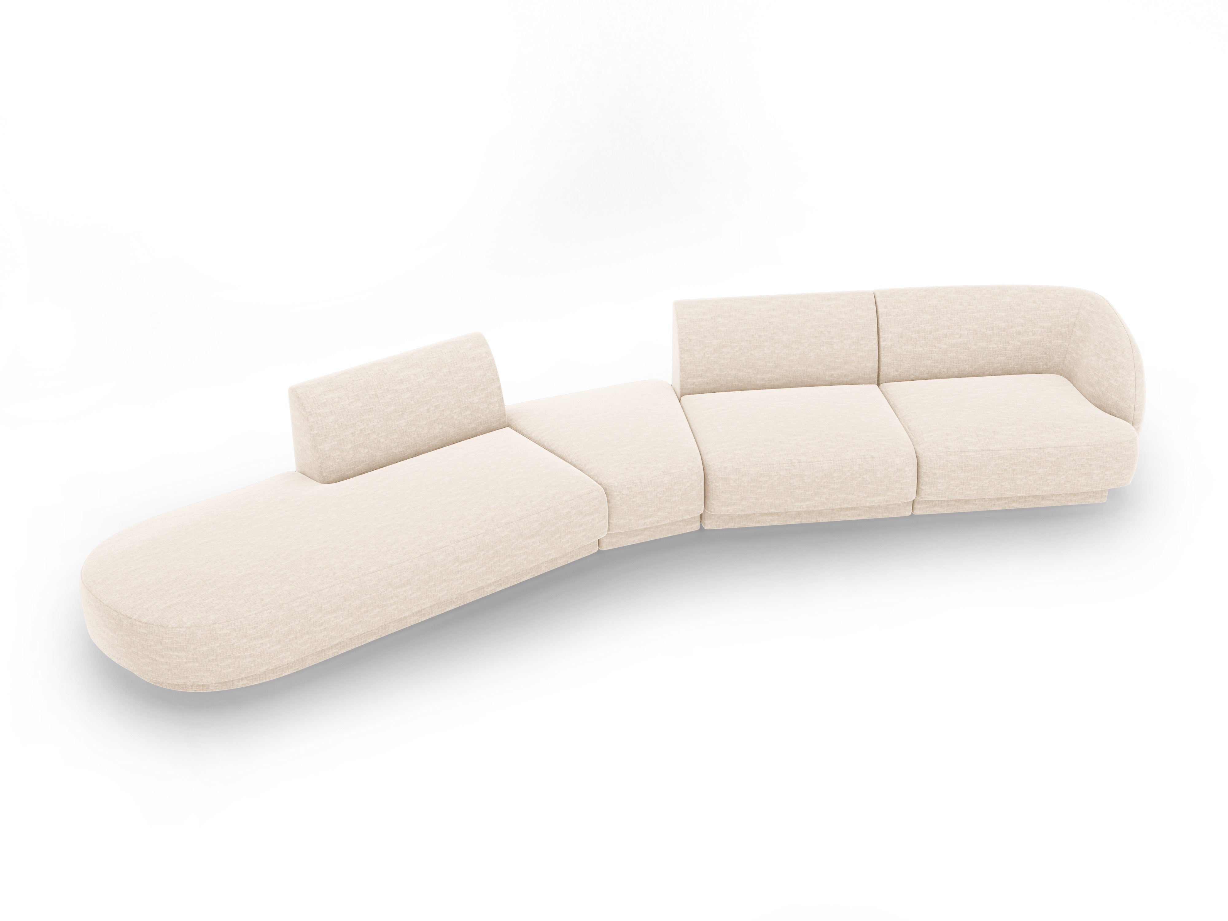Modulares Ecksofa linksseitig für 7 Personen MILEY Elfenbein Chenille