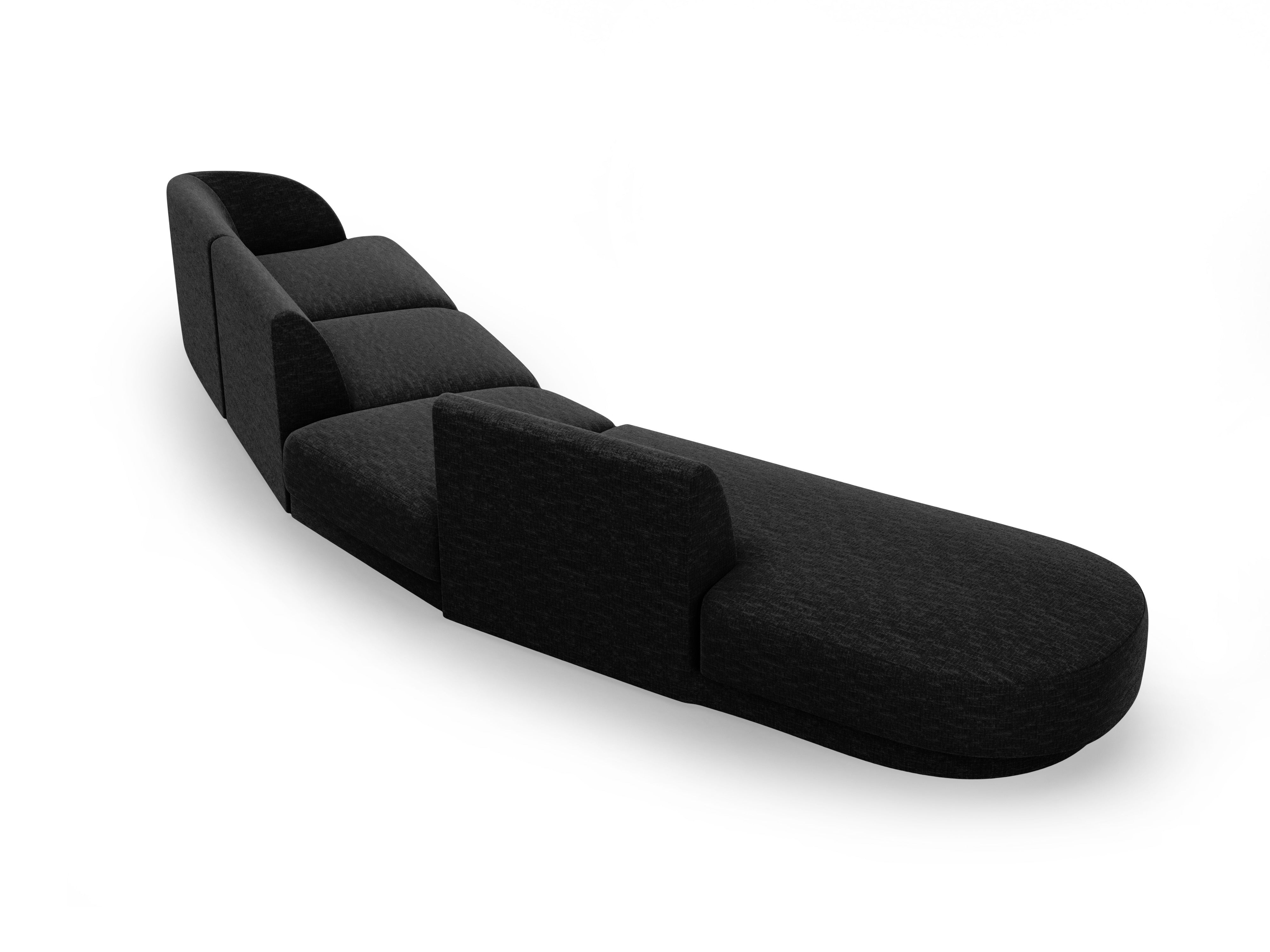 Modulares Ecksofa linksseitig für 7 Personen MILEY schwarzer Chenille