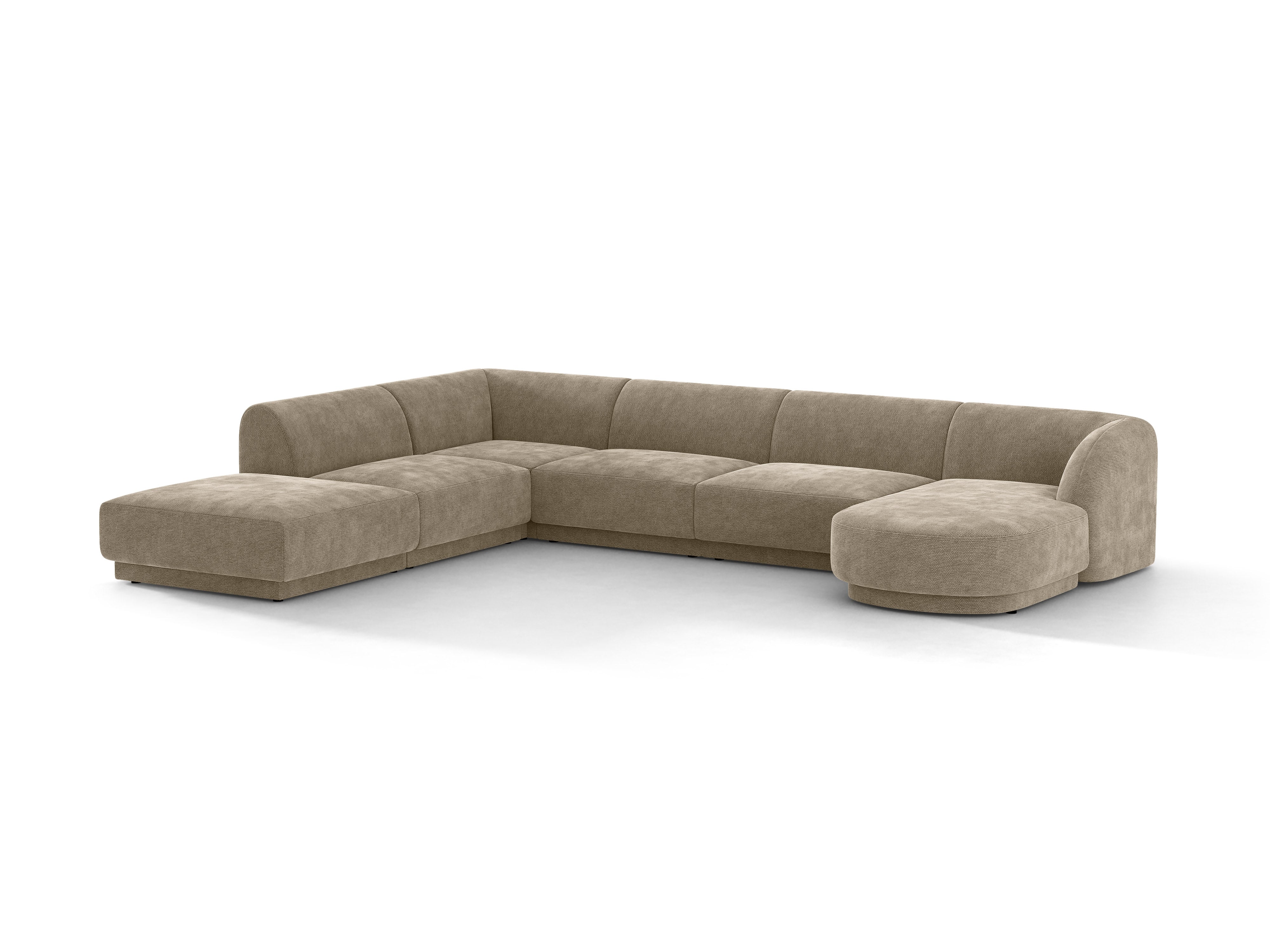 Left-sided panoramic corner sofa for 6 people MILEY beige silky chenille