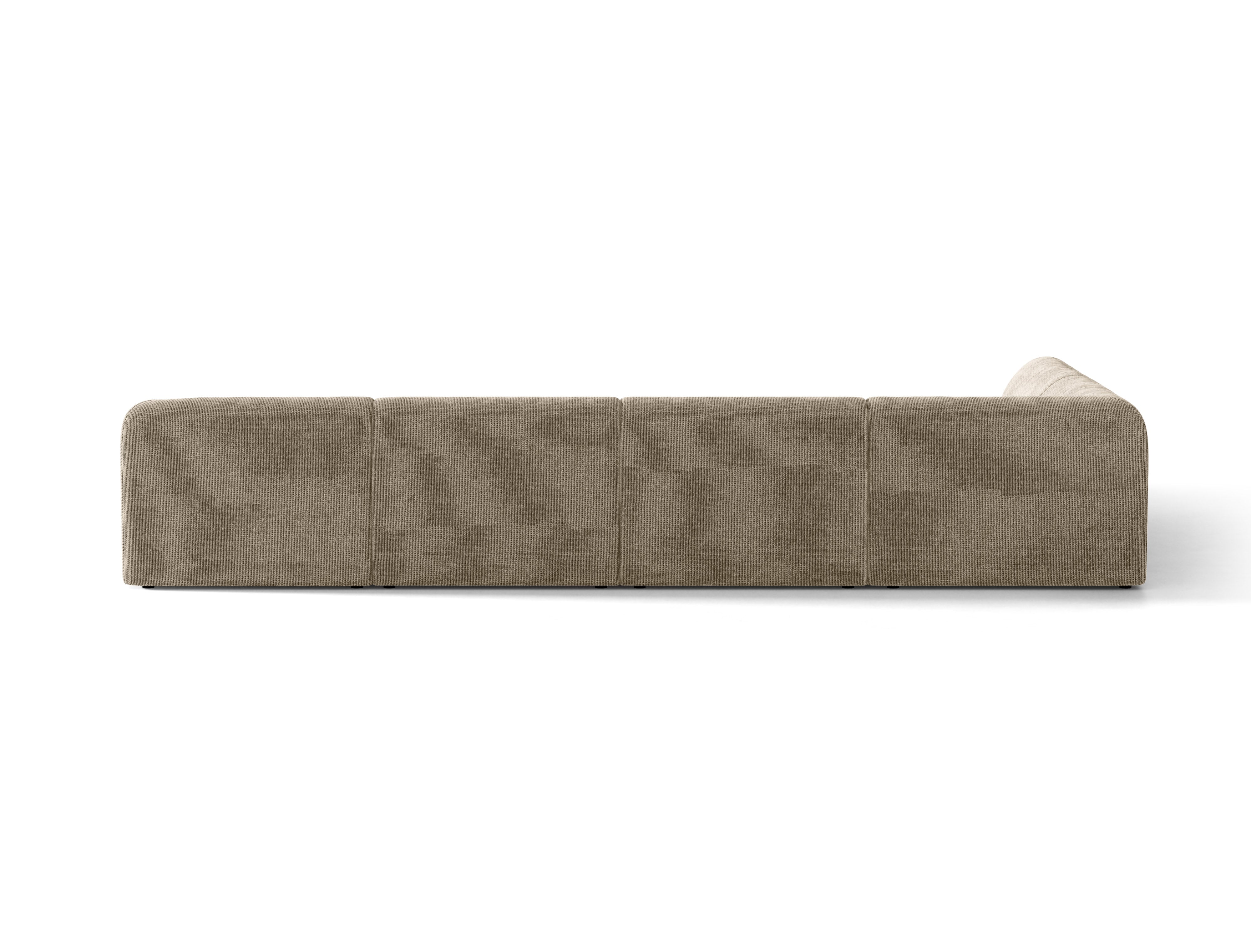 Left-sided panoramic corner sofa for 6 people MILEY beige silky chenille