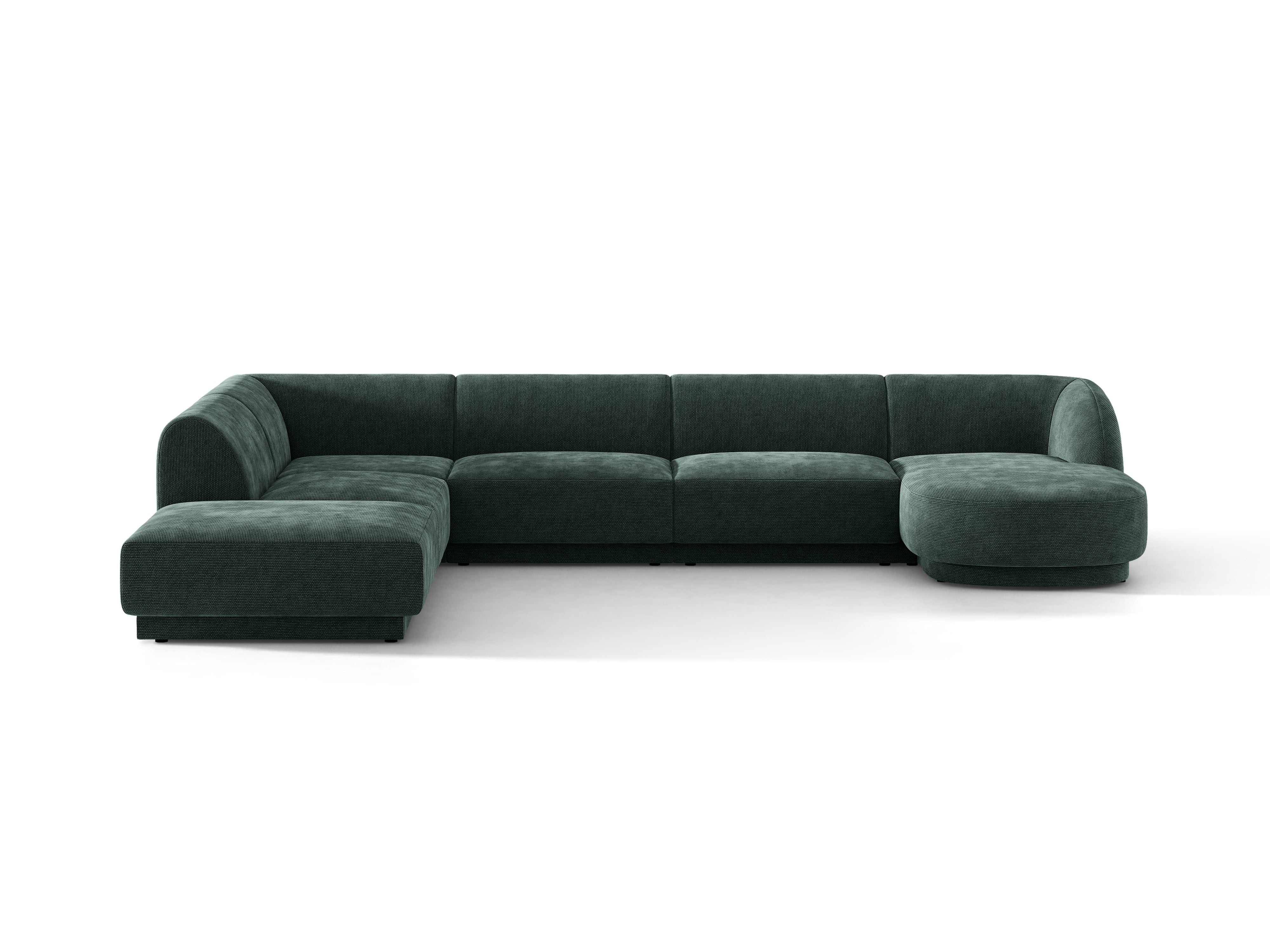 Left-sided panoramic corner sofa for 6 people MILEY petrol silky chenille