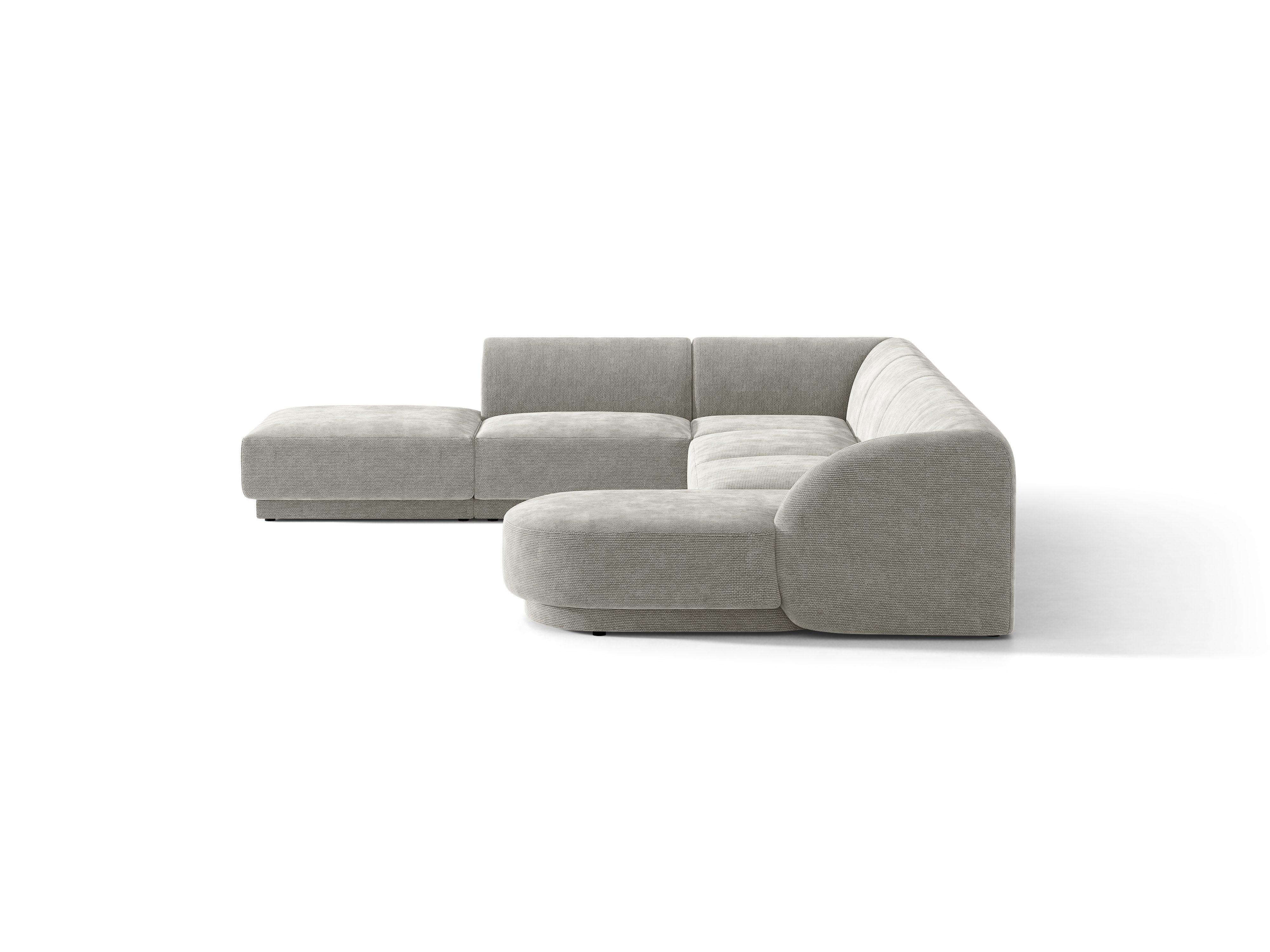 Left-sided panoramic corner sofa for 6 people MILEY light gray silky chenille