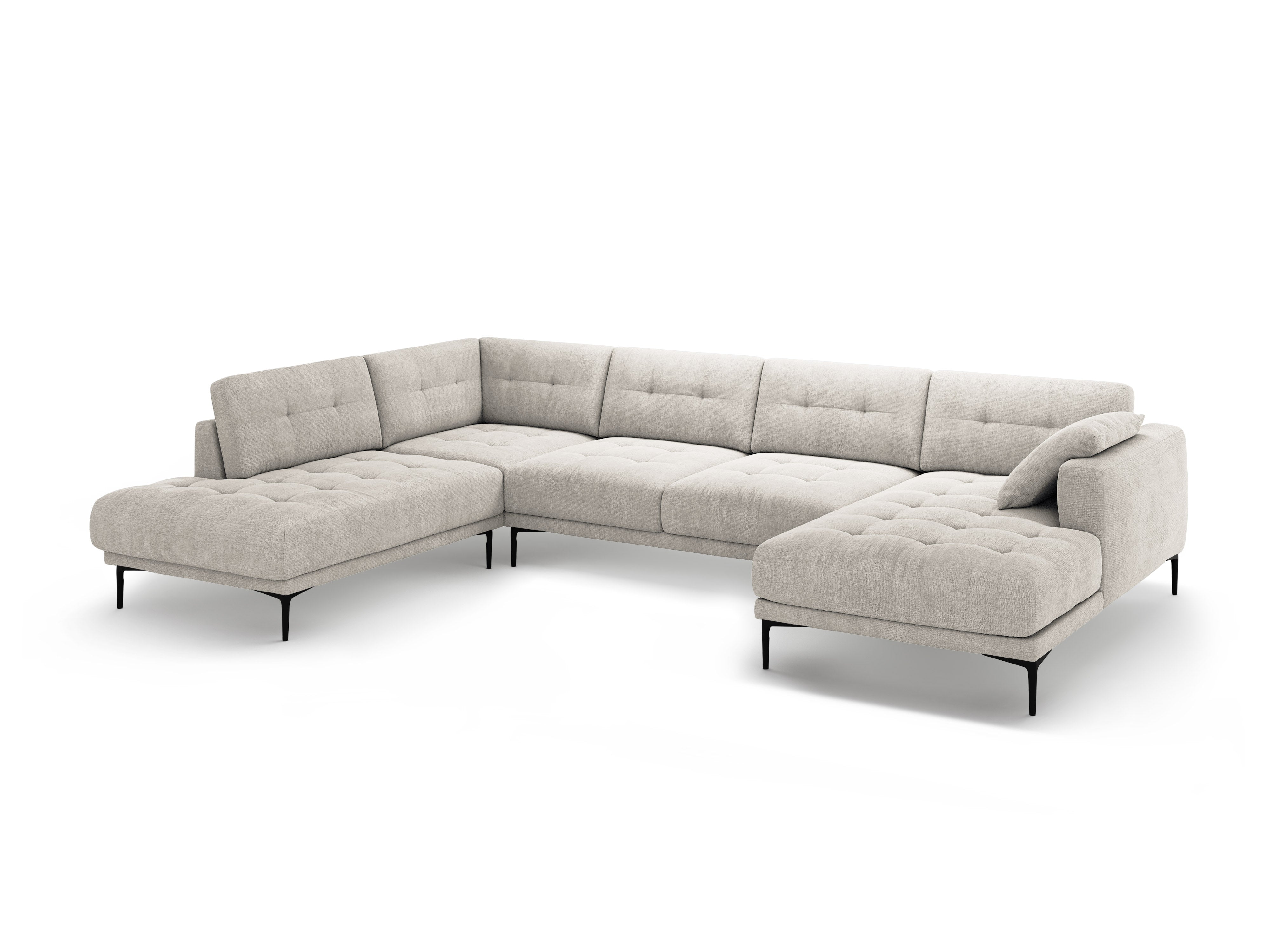 Left-sided panoramic corner sofa BEMY beige chenille