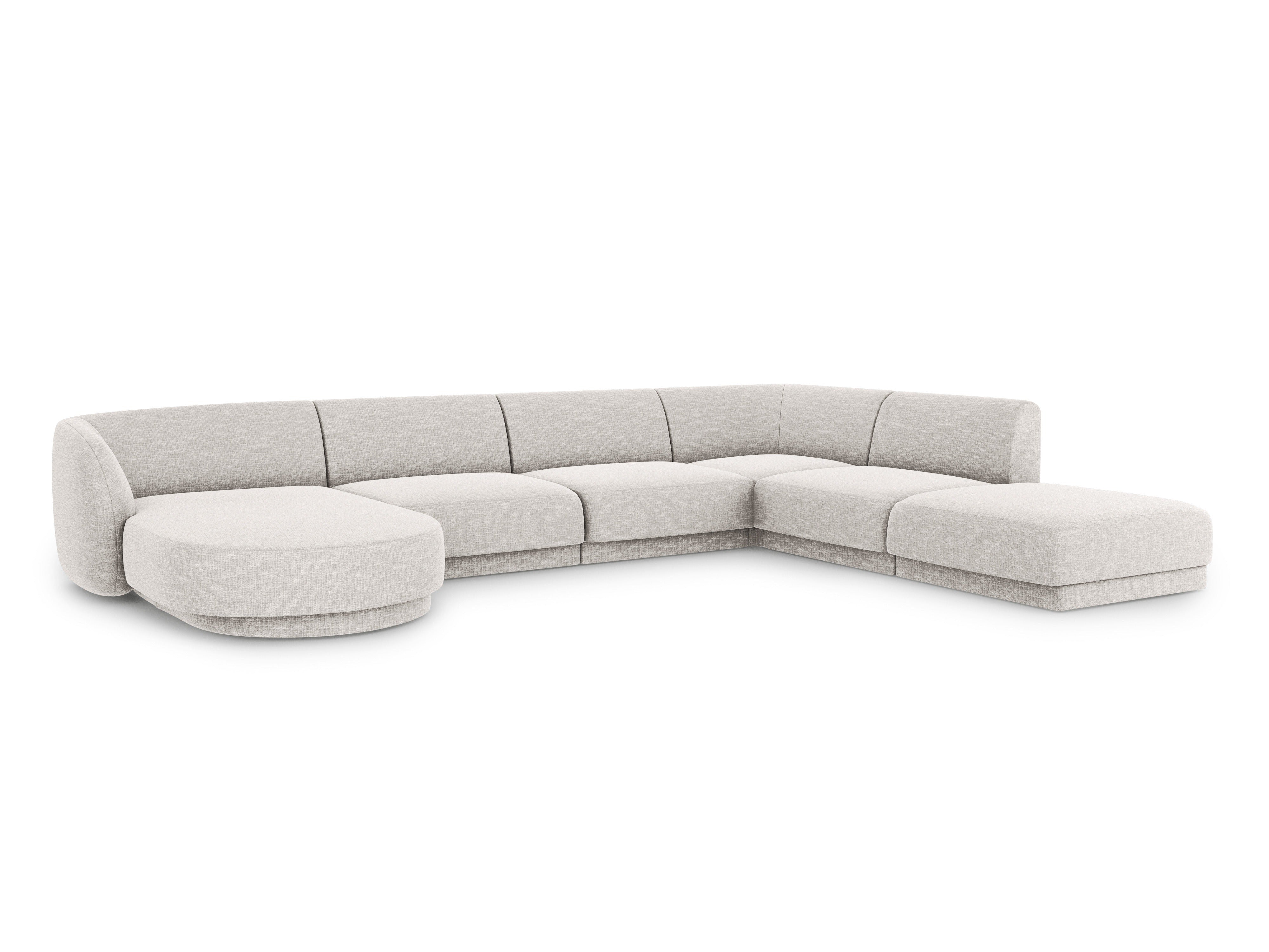 U-förmige rechteckige Couch MILEY graues Chenille