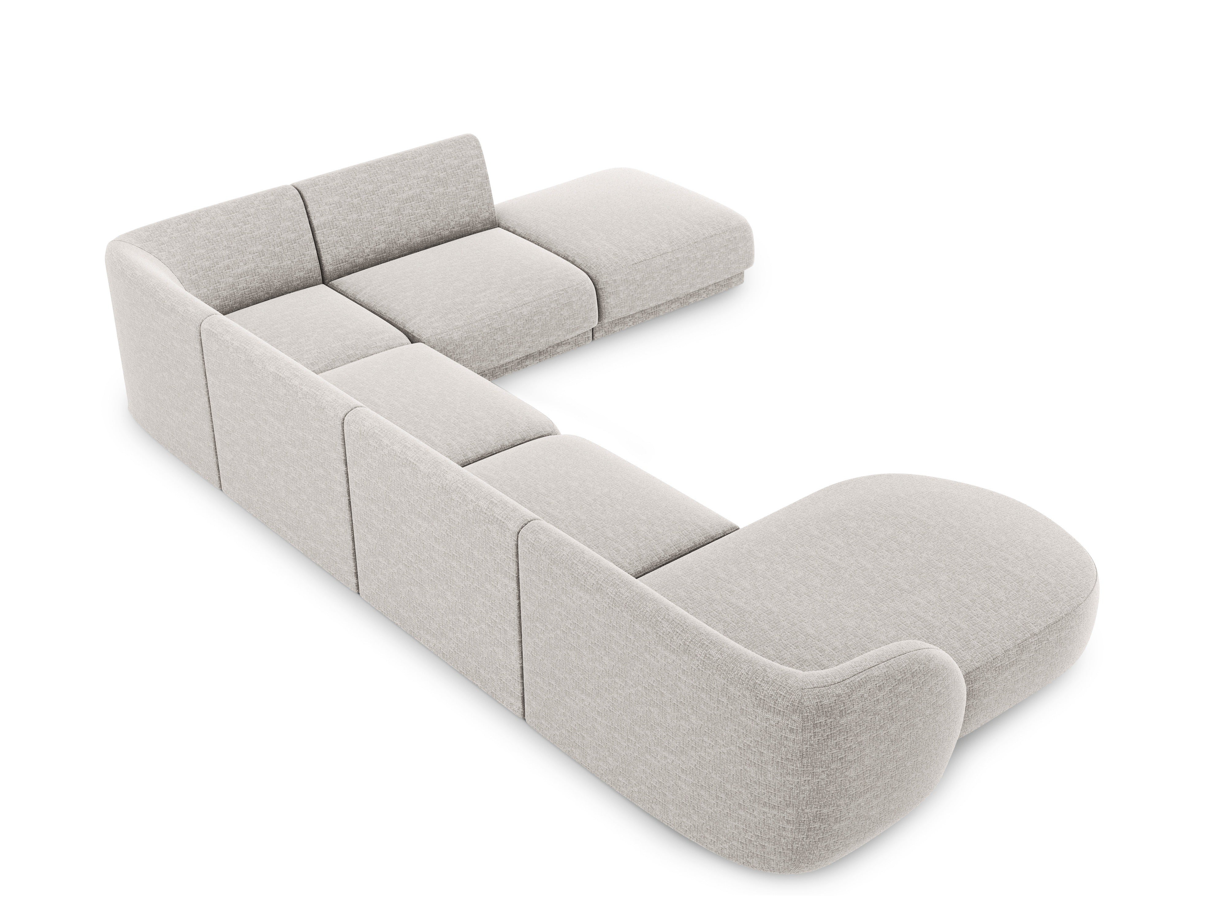 U-förmige rechteckige Couch MILEY graues Chenille