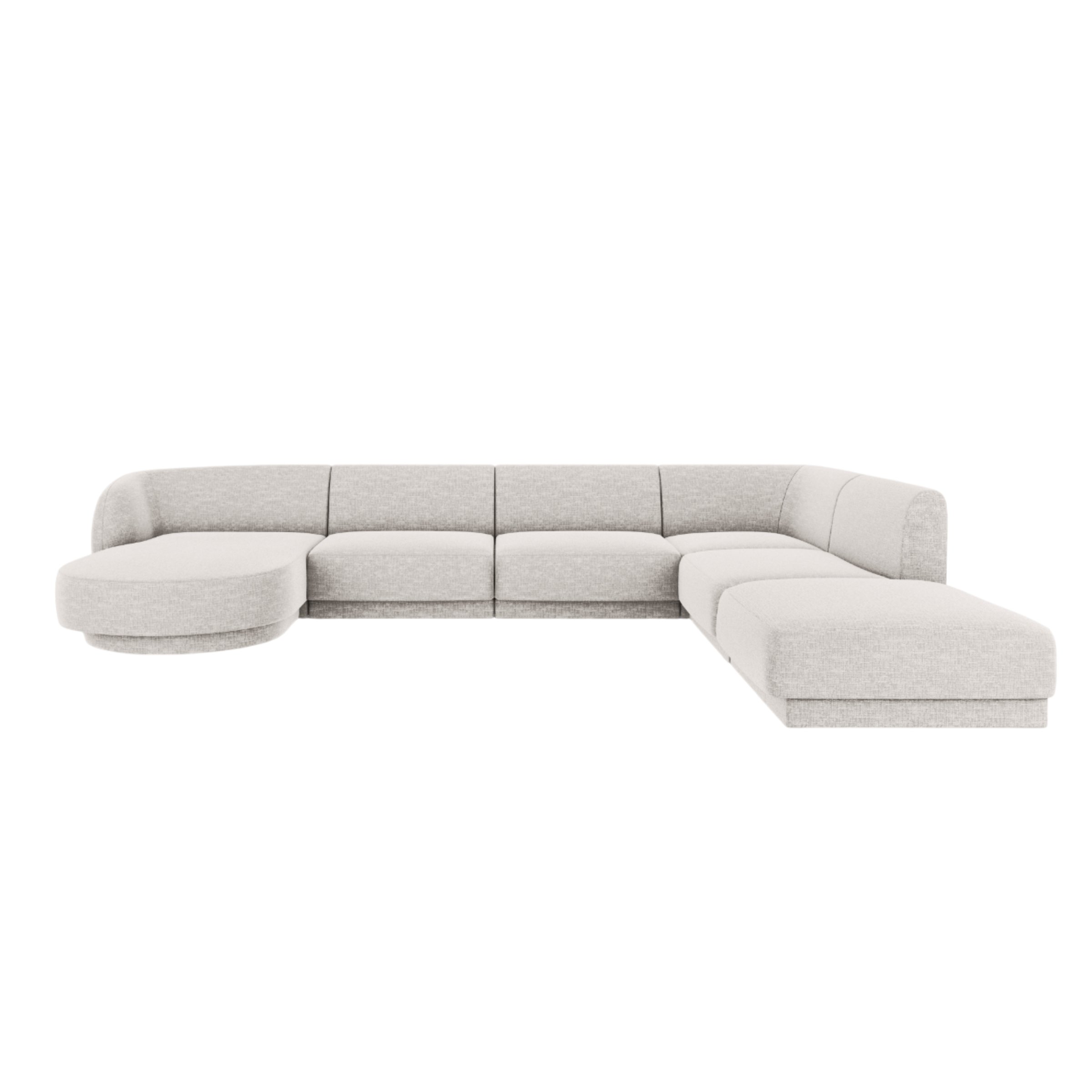 U-förmige rechteckige Couch MILEY graues Chenille