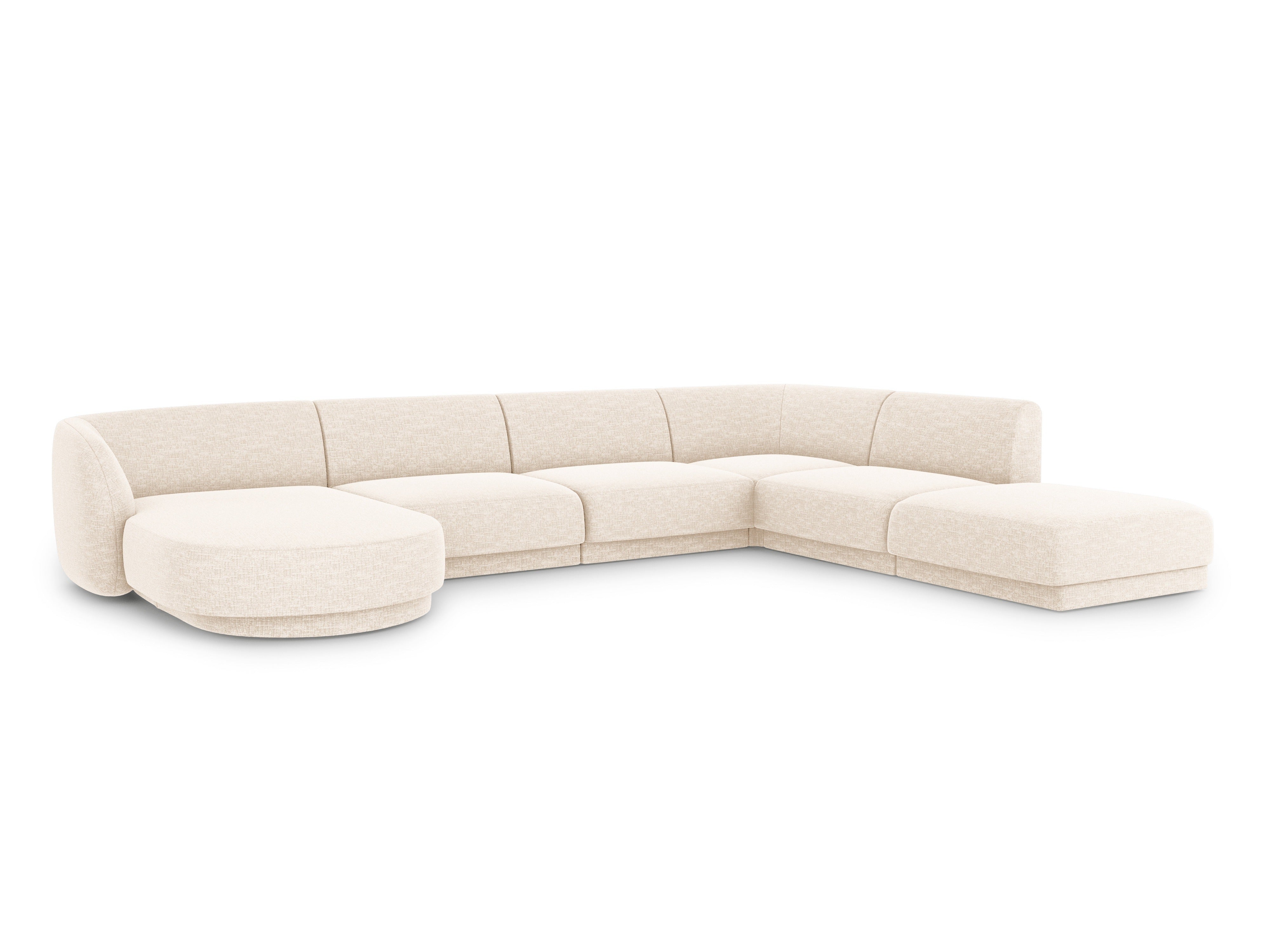 U-förmiger Ecksofa rechts MILEY Elfenbein Chenille