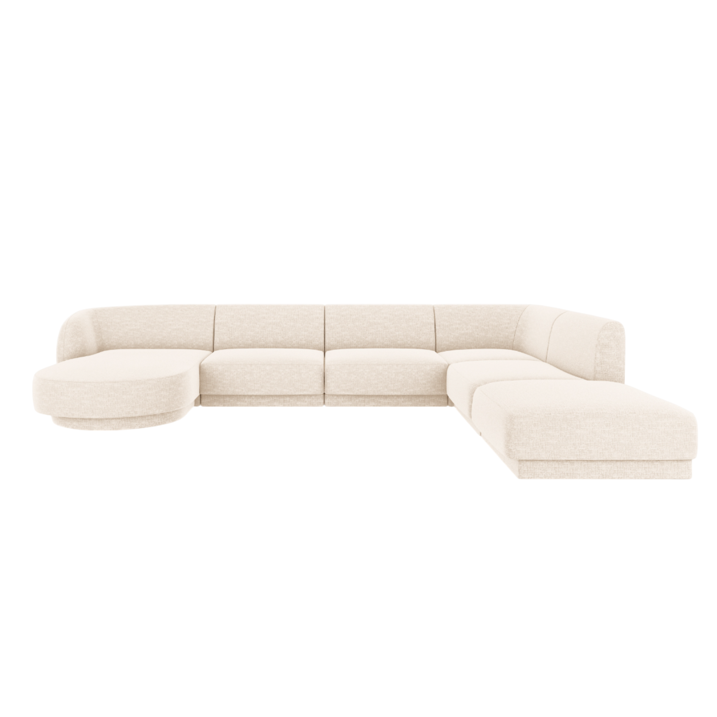 U-förmiger Ecksofa rechts MILEY Elfenbein Chenille